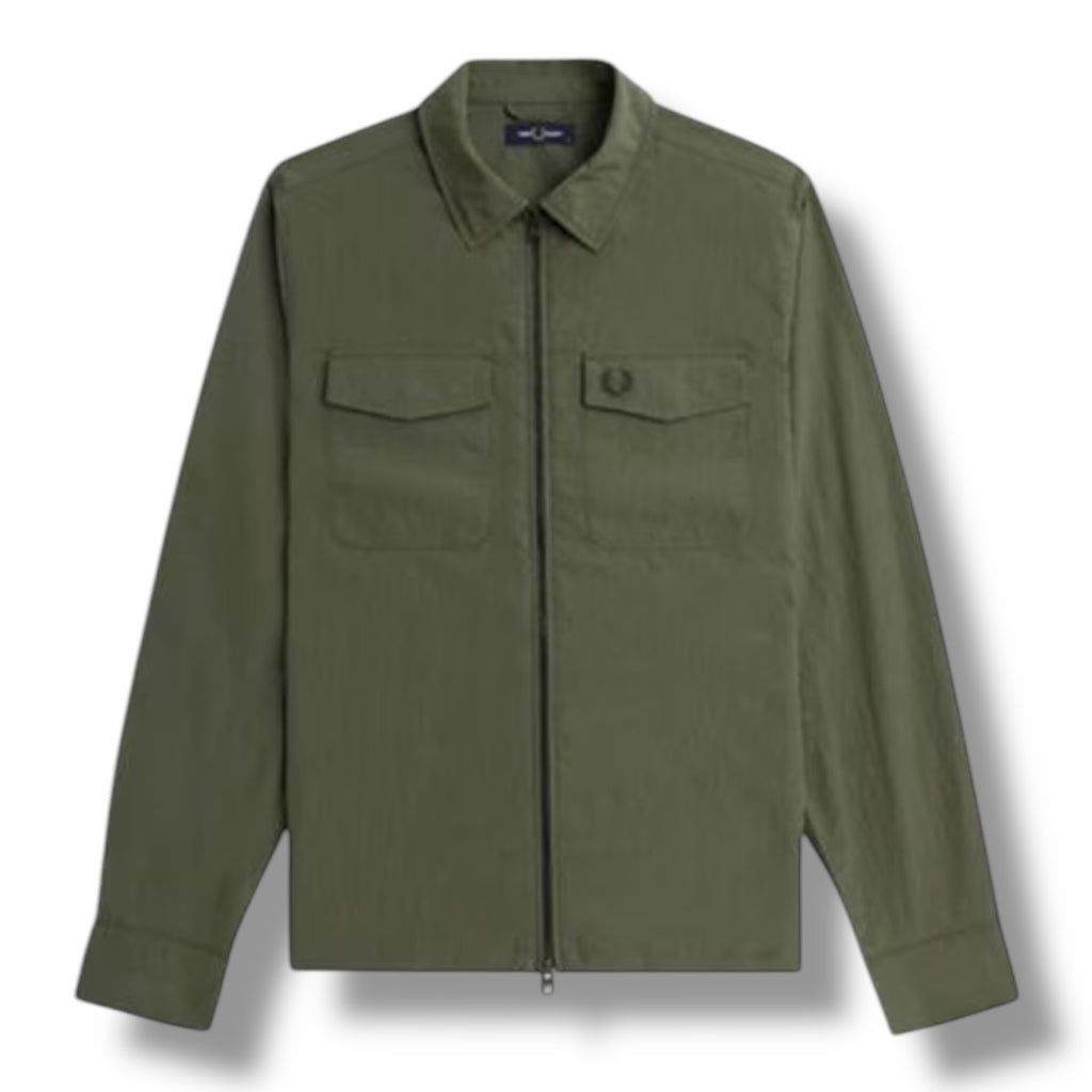 FRED PERRY ZIP OVERSHIRT GREEN