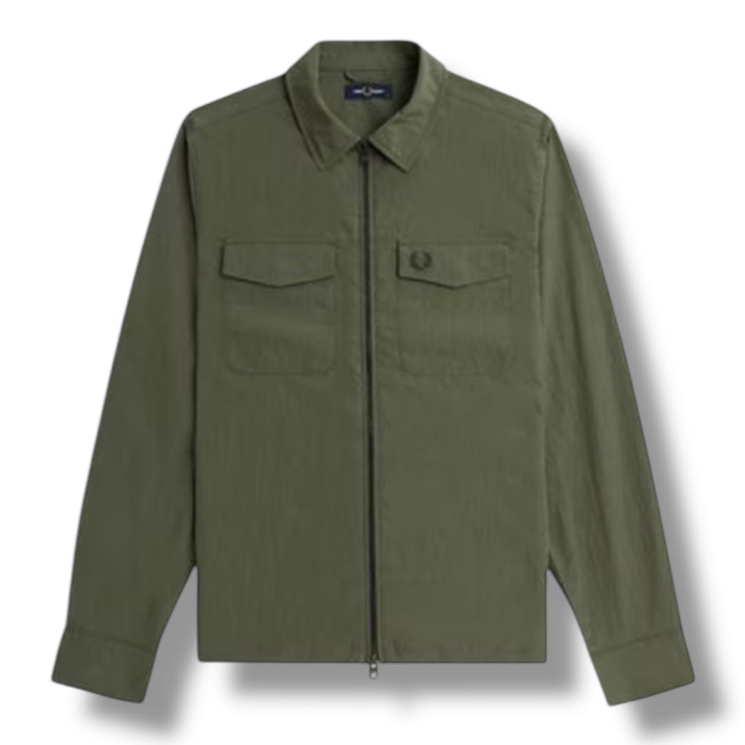 FRED PERRY ZIP OVERSHIRT GREEN