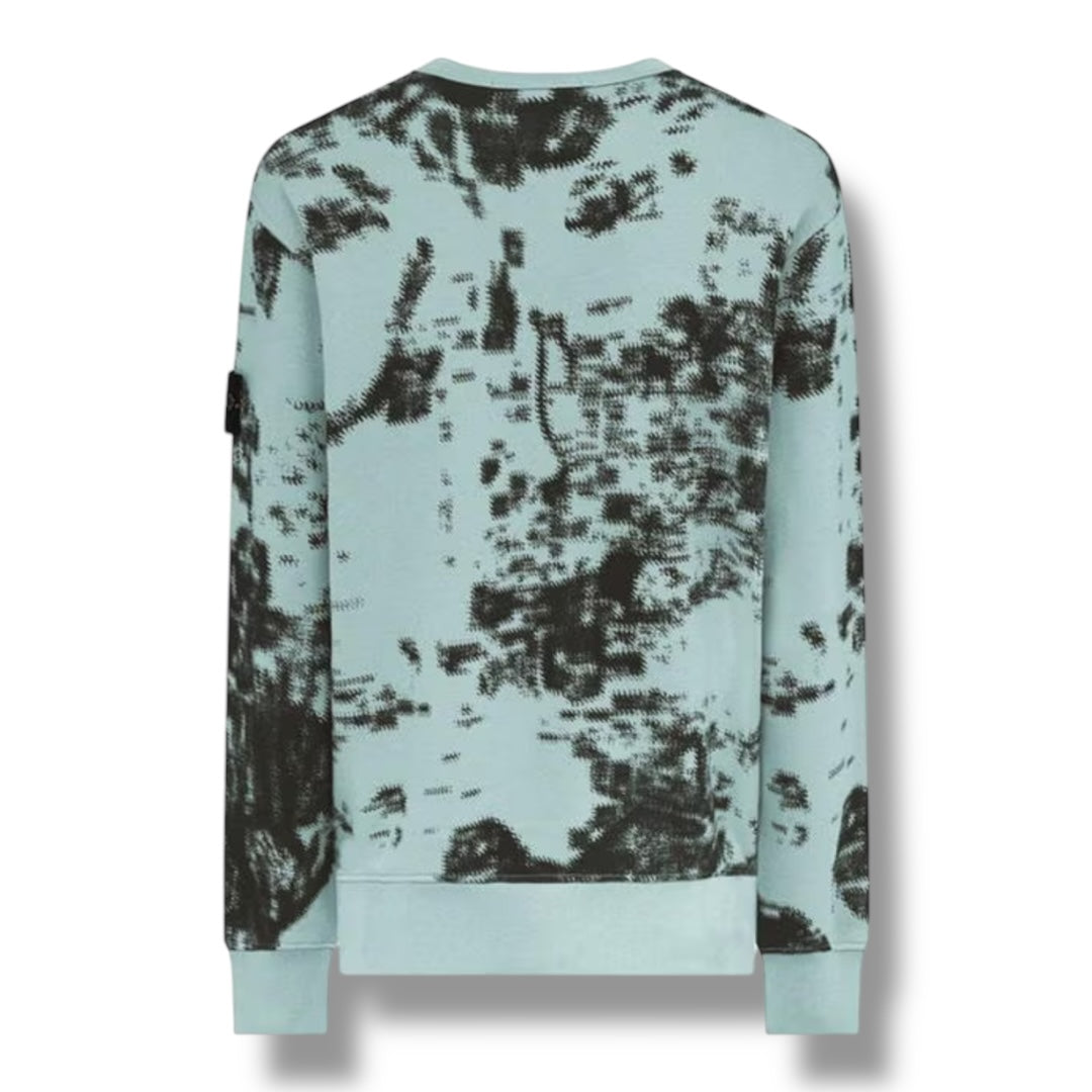 STONE ISLAND CREWNECK SWEATSHIRT CAMO GRIGIO BLUE