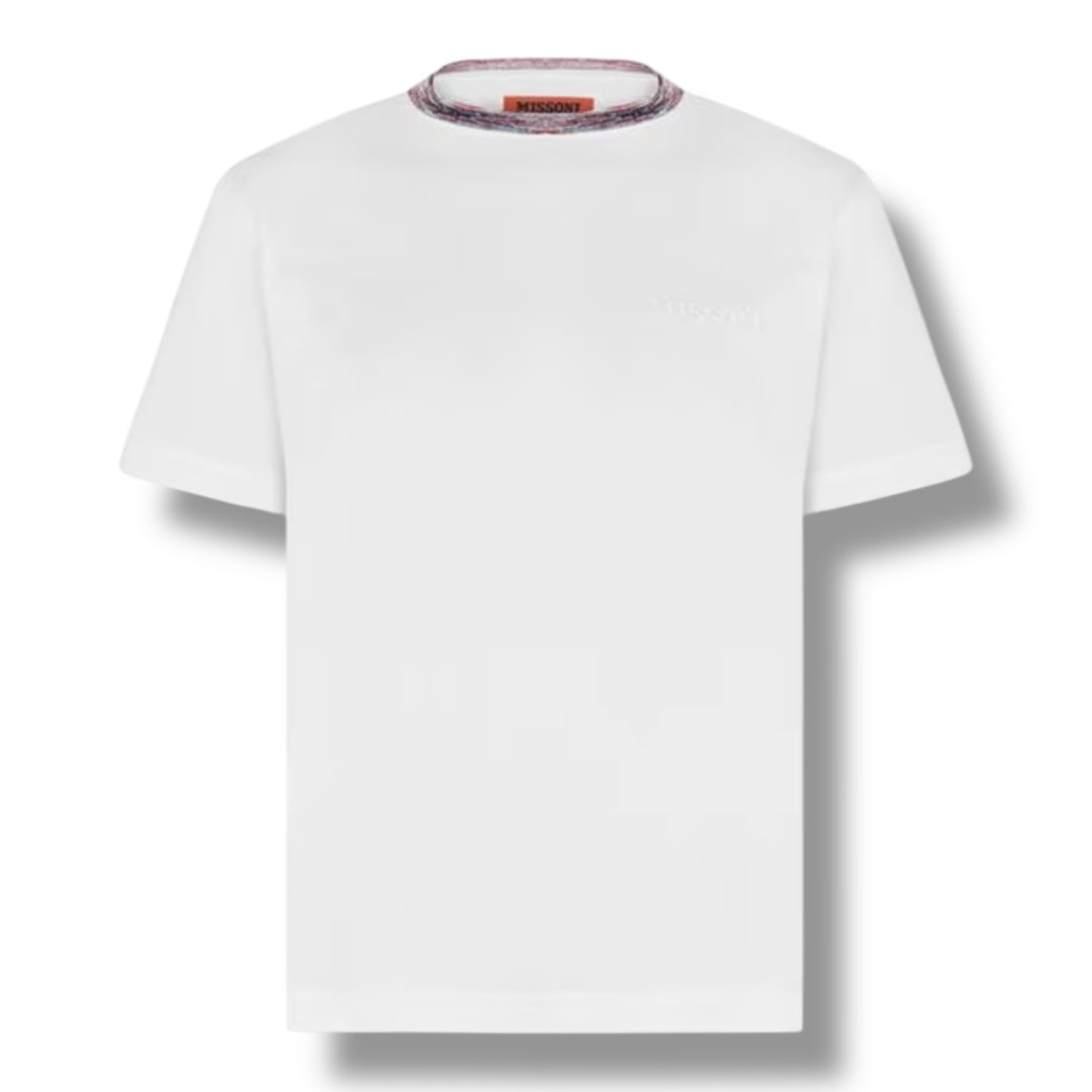 MISSONI SPACE DYE COLLAR T-SHIRT WHITE