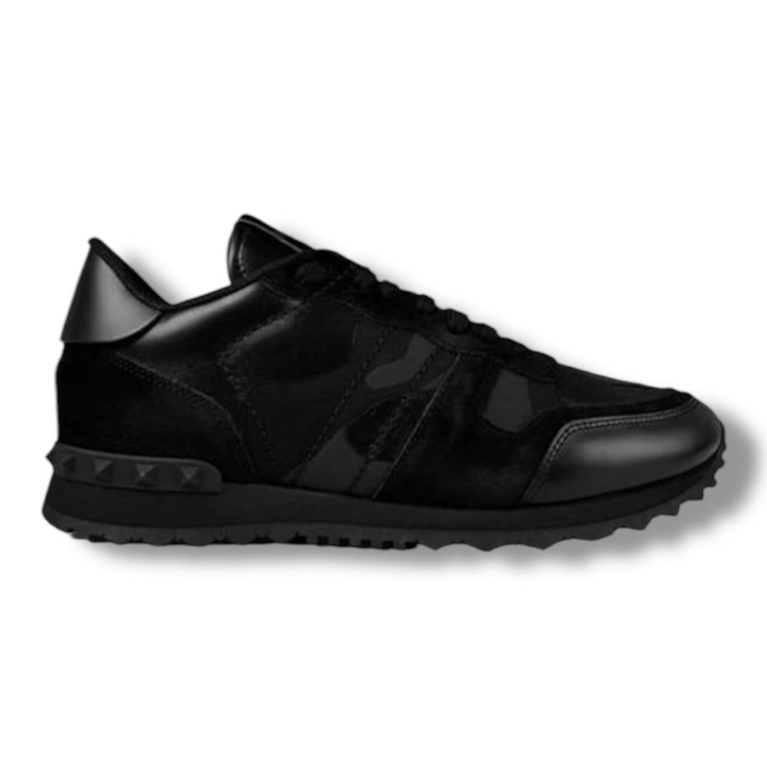 VALENTINO ROCKRUNNER STUD TRAINERS BLACK CAMO