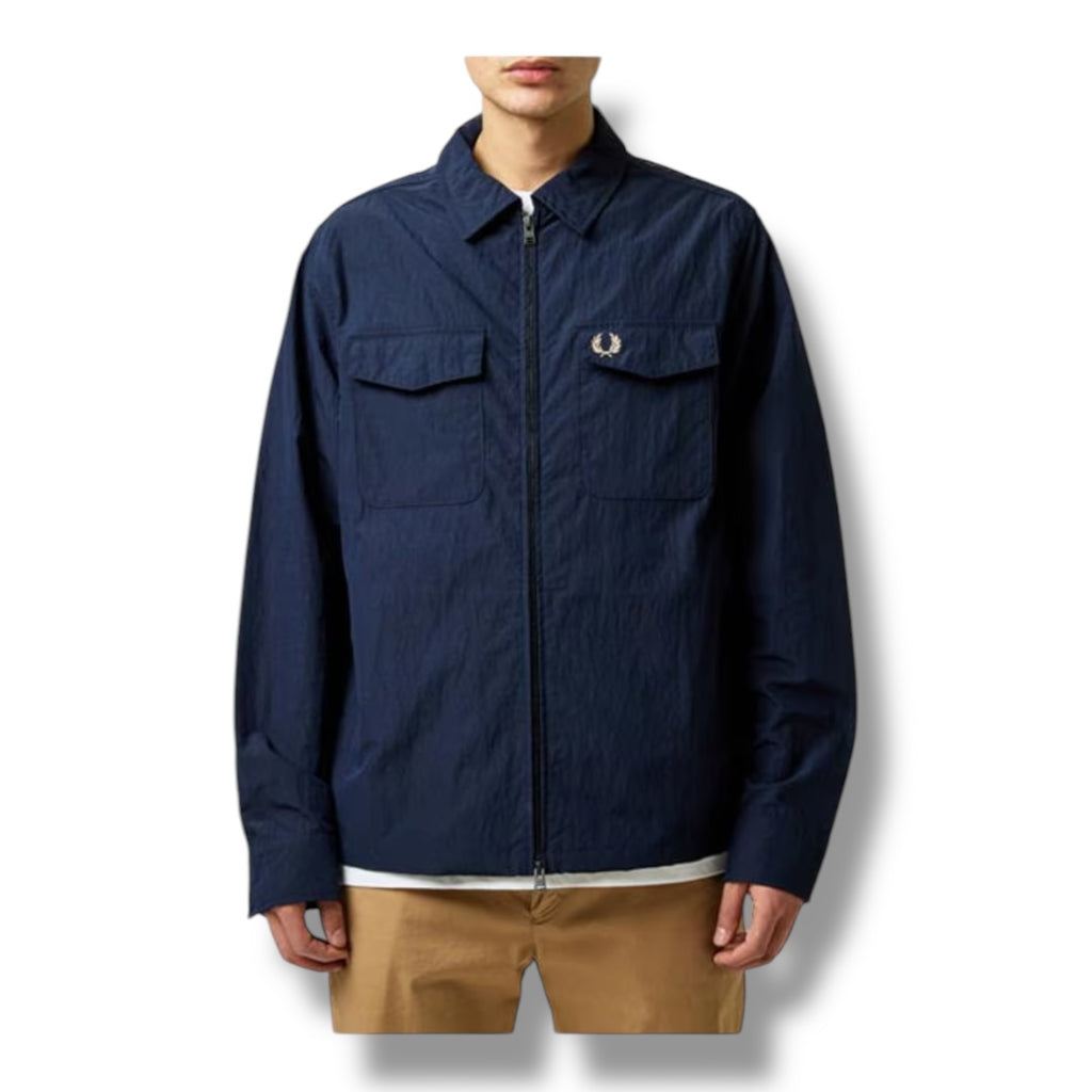 FRED PERRY ZIP OVERSHIRT NAVY BLUE