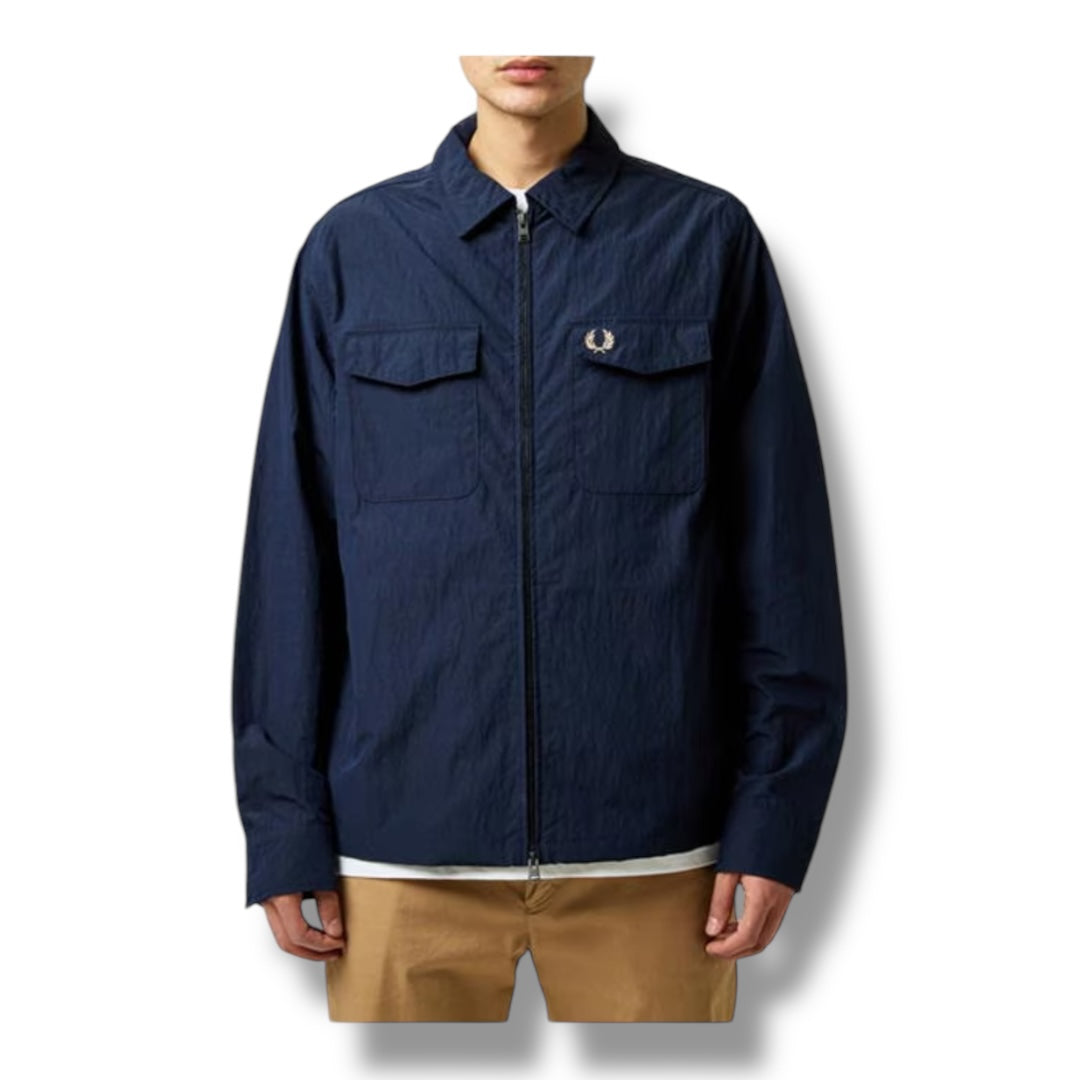 FRED PERRY ZIP OVERSHIRT NAVY BLUE