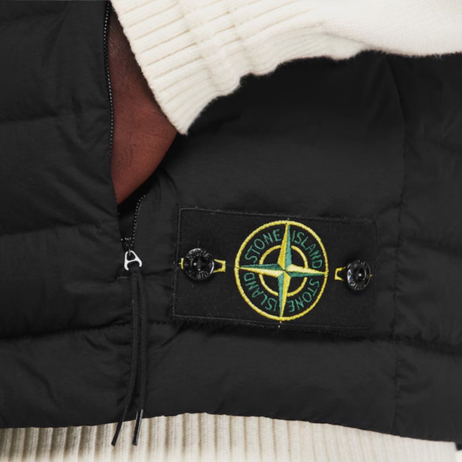 STONE ISLAND LOOM PUFFER GILET BLACK