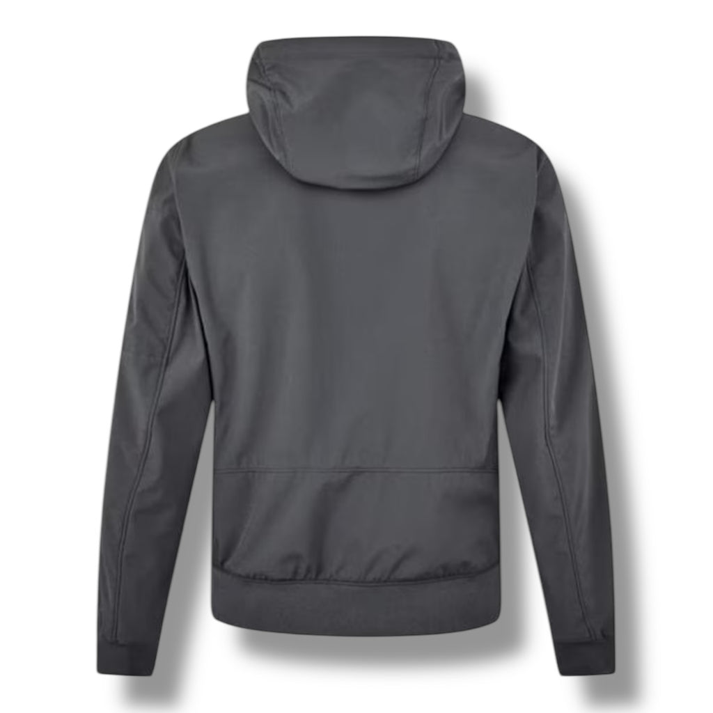 CP COMPANY SOFT SHELL-R HOODED LENS JACKET CHARCOAL GREY