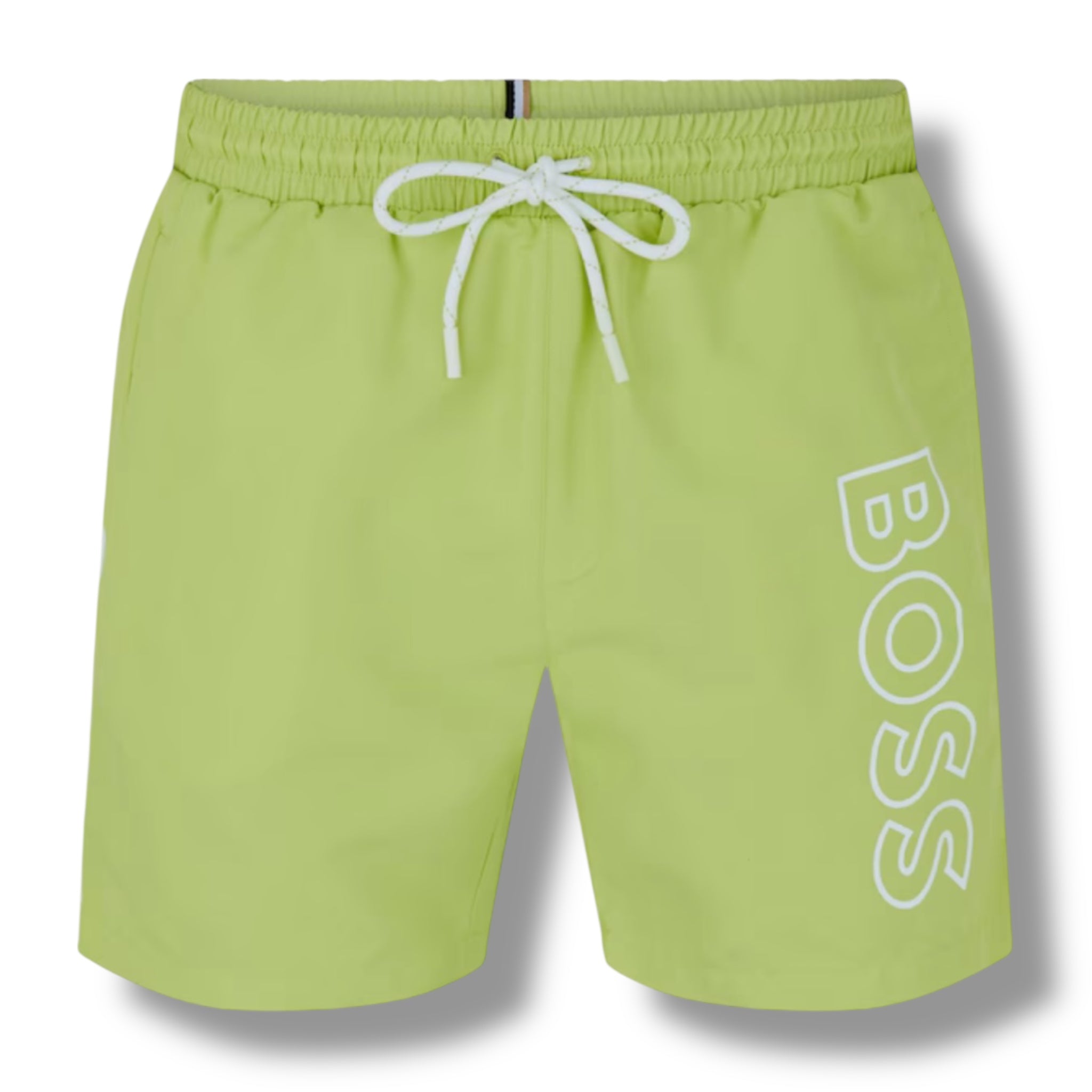 HUGO BOSS SMALL LOGO T-SHIRT & VERTI SWIM SHORTS SET WHITE & LIME GREEN