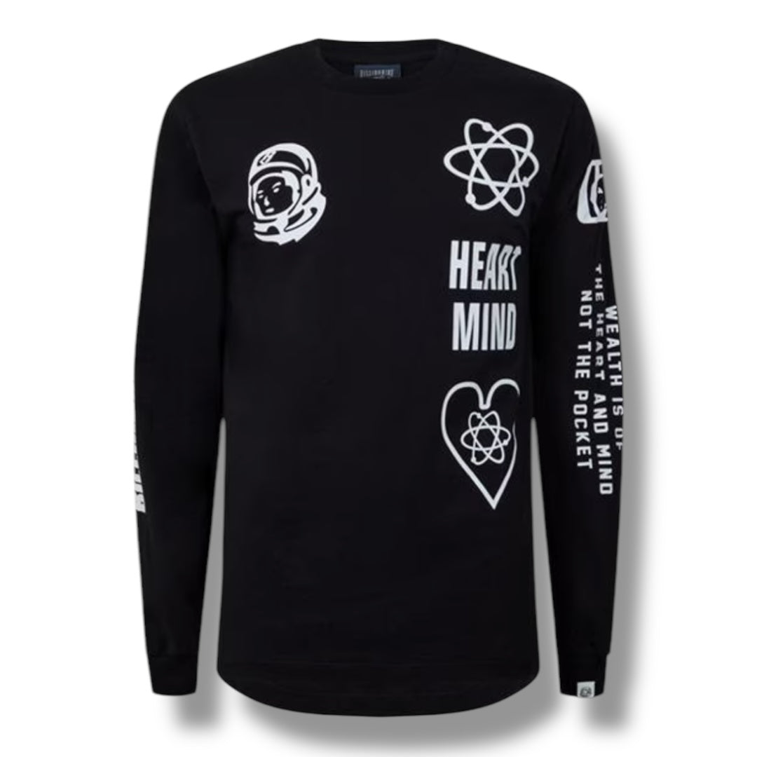 BILLIONAIRE BOYS CLUB MULTI LOGO LONG SLEEVED T-SHIRT BLACK