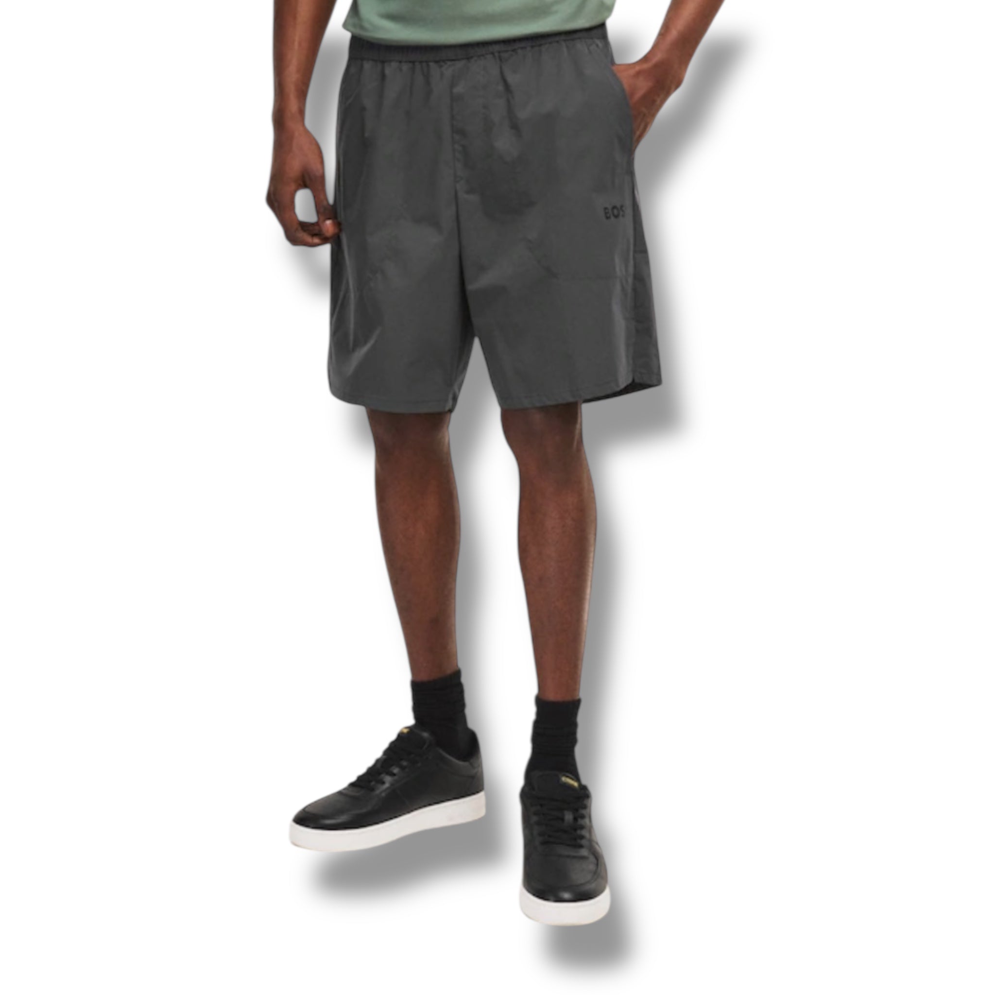 HUGO BOSS GYM KIT TRIPLE SET TECH 1/4 ZIP - T-SHIRT & SHORTS GREY & WHITE