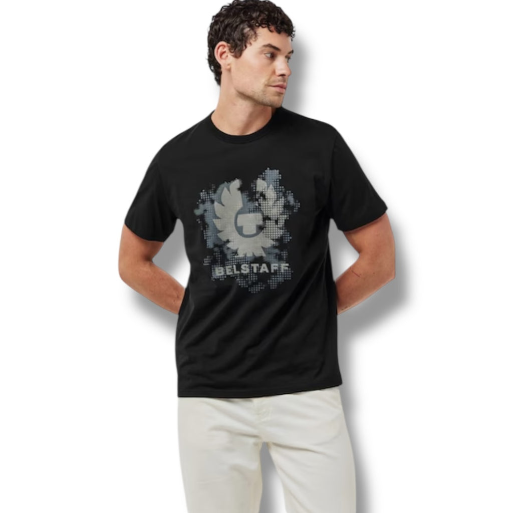 BELSTAFF DIGITAL CHEST LOGO T-SHIRT BLACK