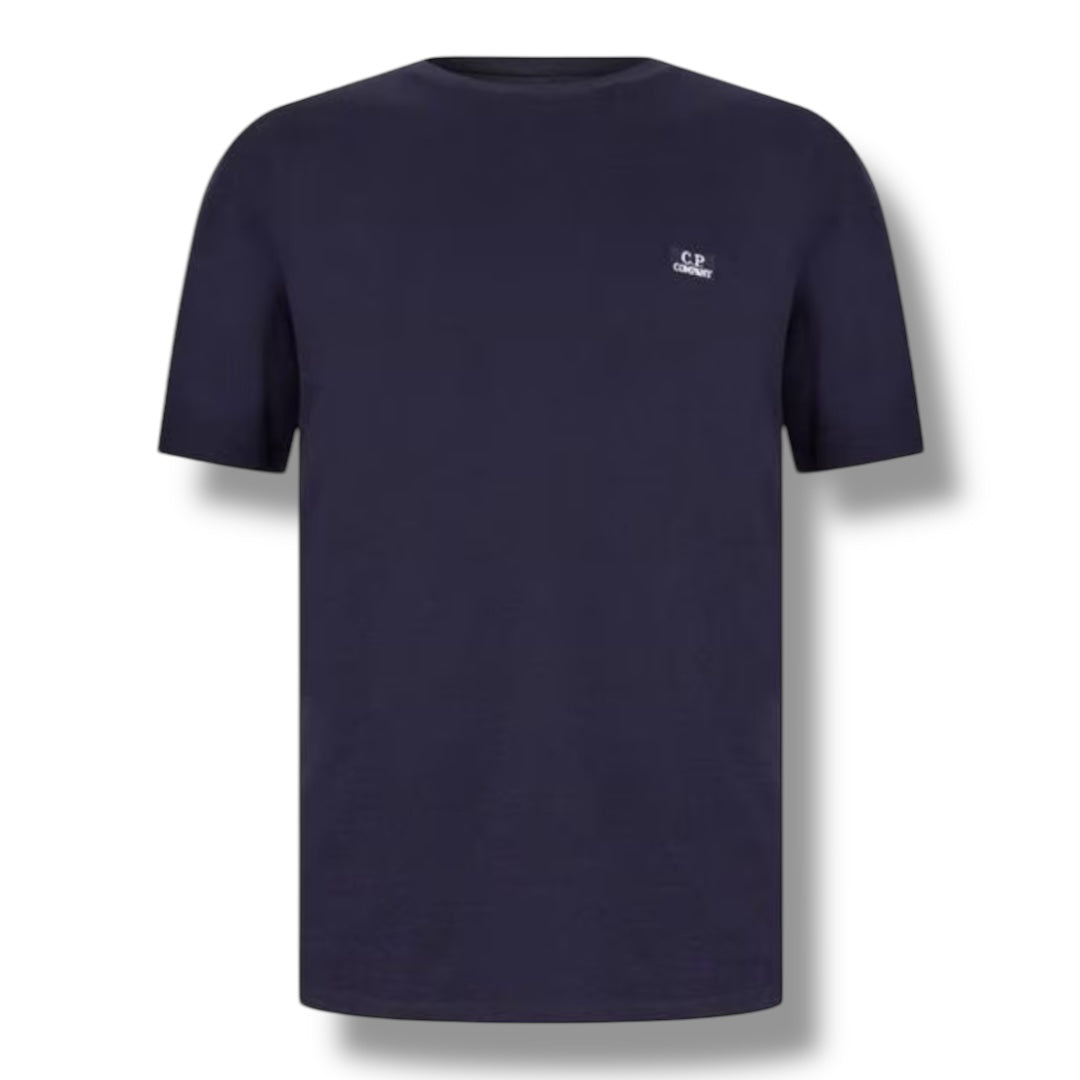CP COMPANY EMBROIDERED LOGO T-SHIRT NAVY BLUE