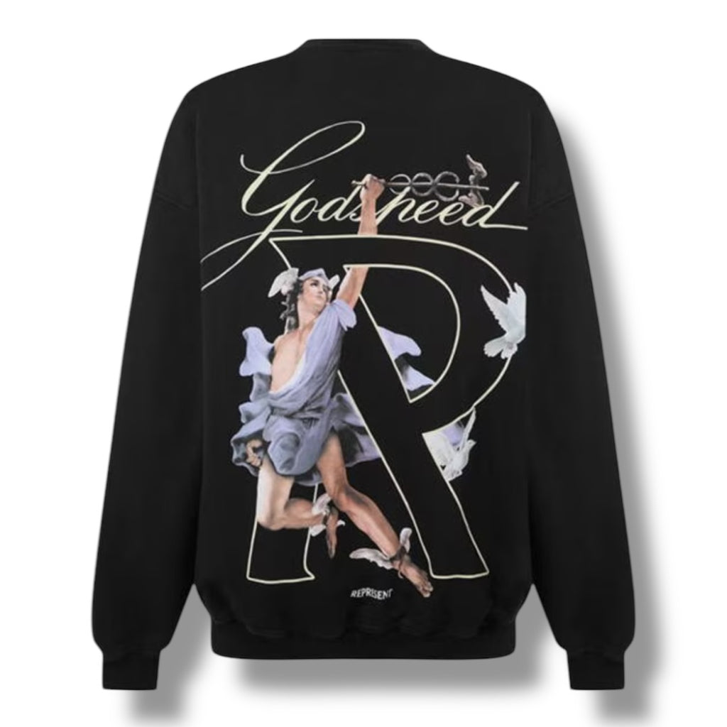 REPRESENT HERMES CREWNECK SWEATSHIRT BLACK