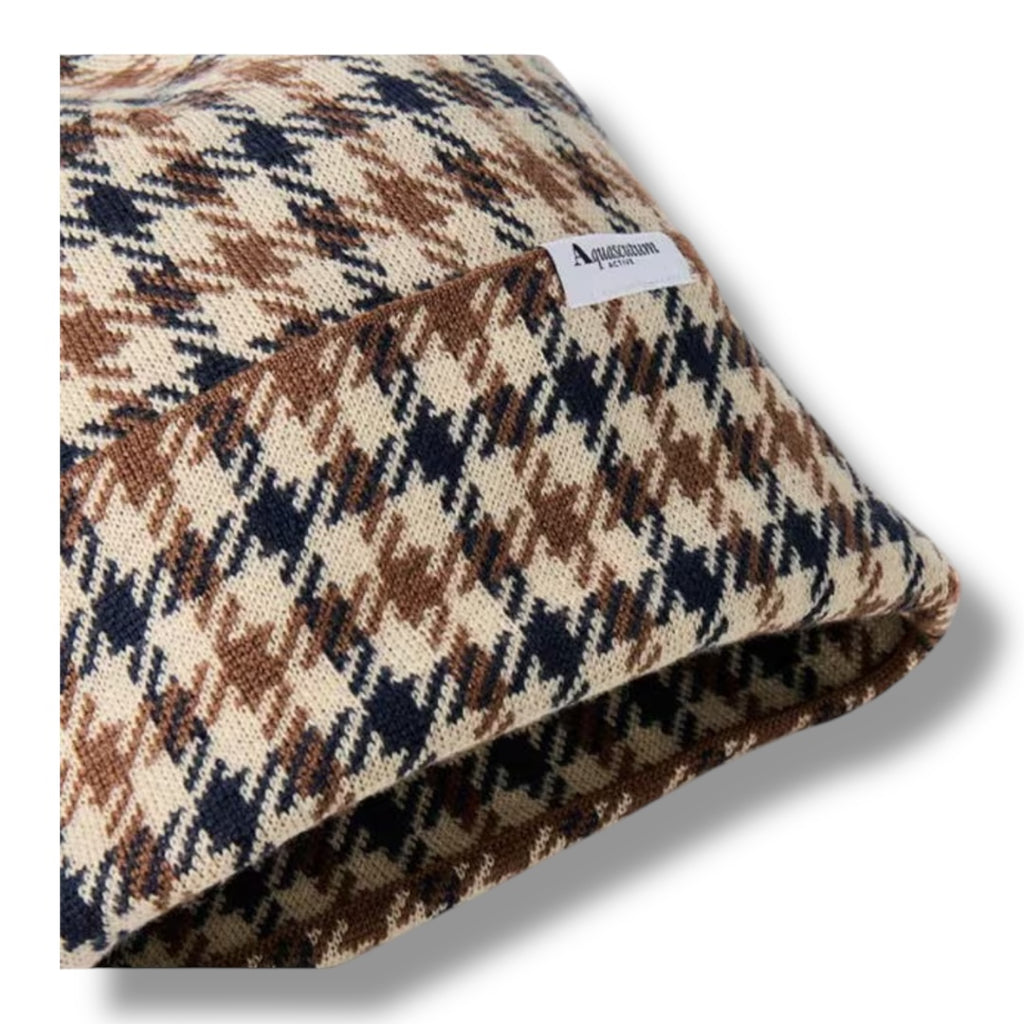 AQUASCUTUM CHECK ALL OVER BEANIE BROWN