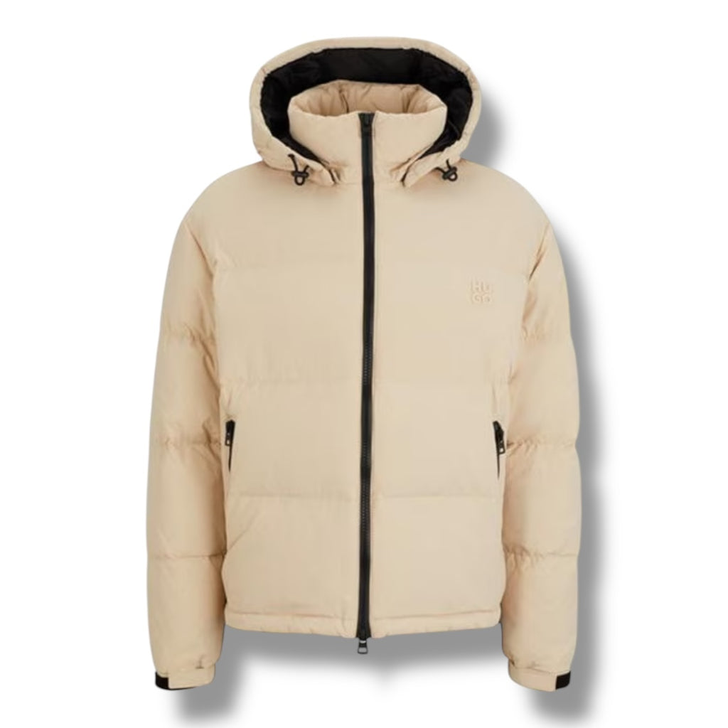 HUGO BOSS HUGO STACK LOGO PUFFER JACKET BEIGE