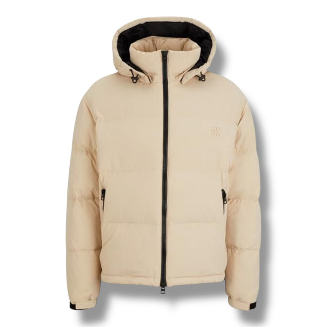HUGO BOSS HUGO STACK LOGO PUFFER JACKET BEIGE