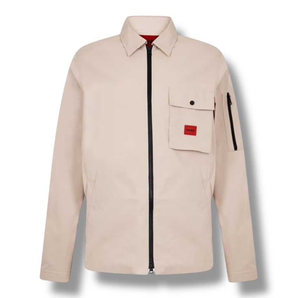 HUGO RED PATCH OVERSHIRT BEIGE