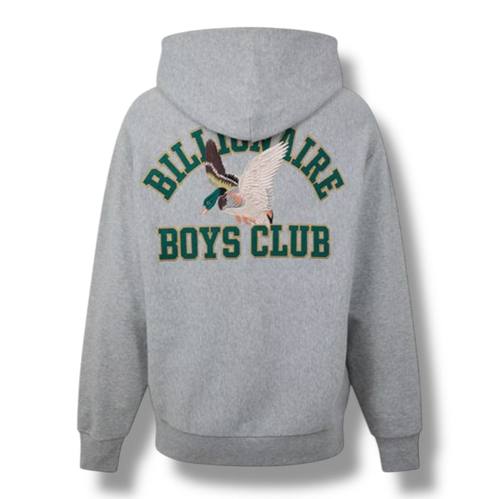 BILLIONAIRE BOYS CLUB DUCK VARSITY EMBROIDERED LOGO OTTH HOODIE GREY