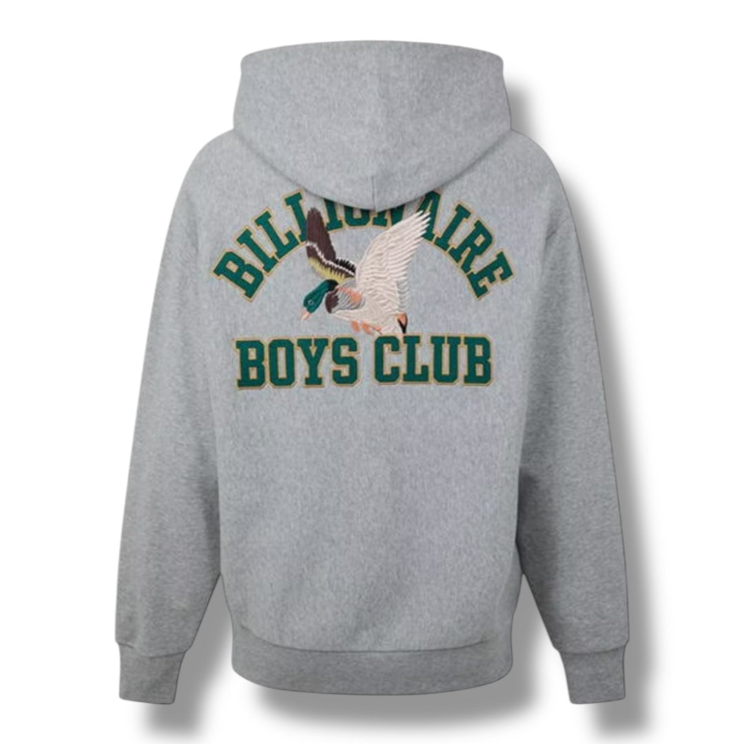 BILLIONAIRE BOYS CLUB DUCK VARSITY EMBROIDERED LOGO OTTH HOODIE GREY
