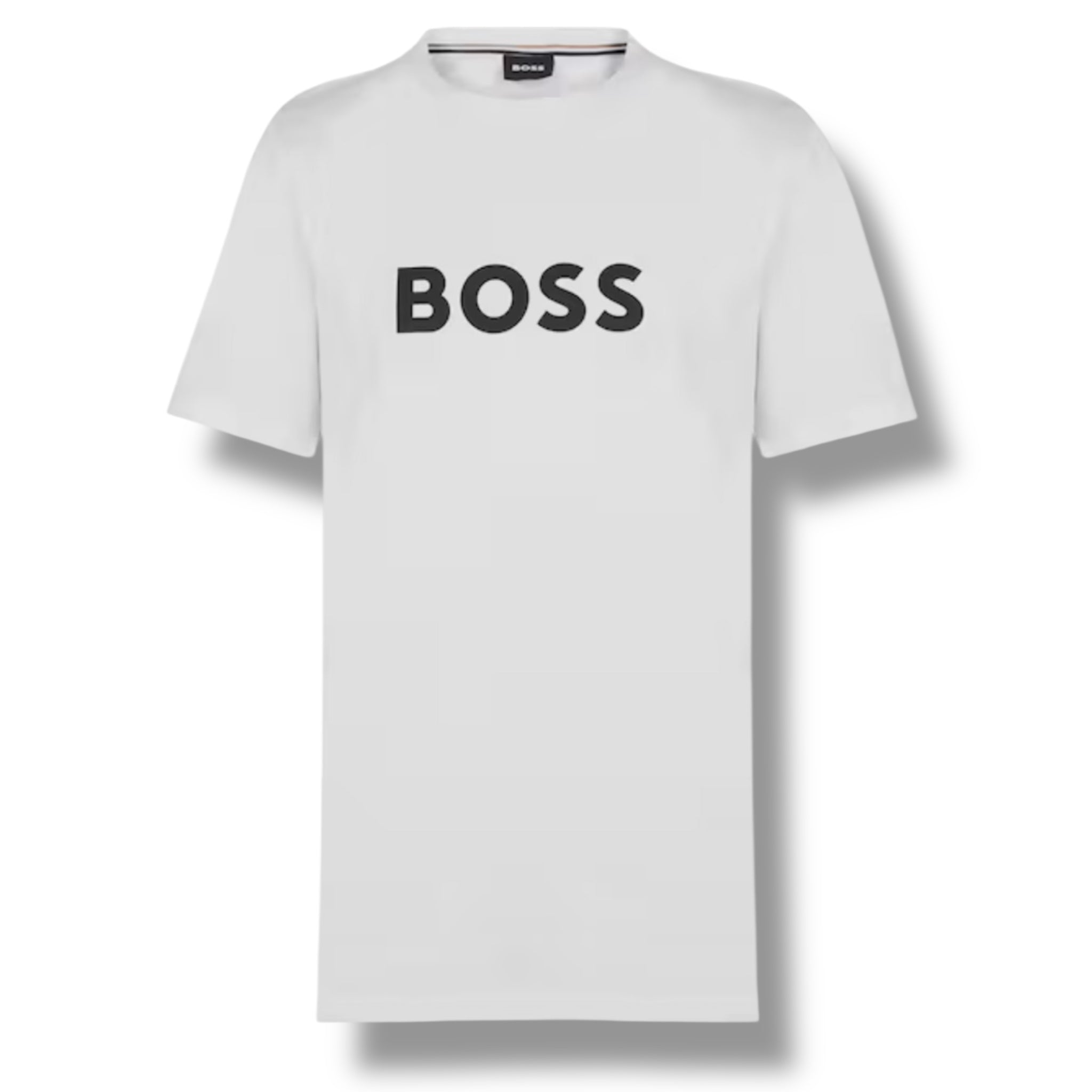HUGO BOSS BIG LOGO T-SHIRT & SWIM SHORTS COMBO WHITE & GREY