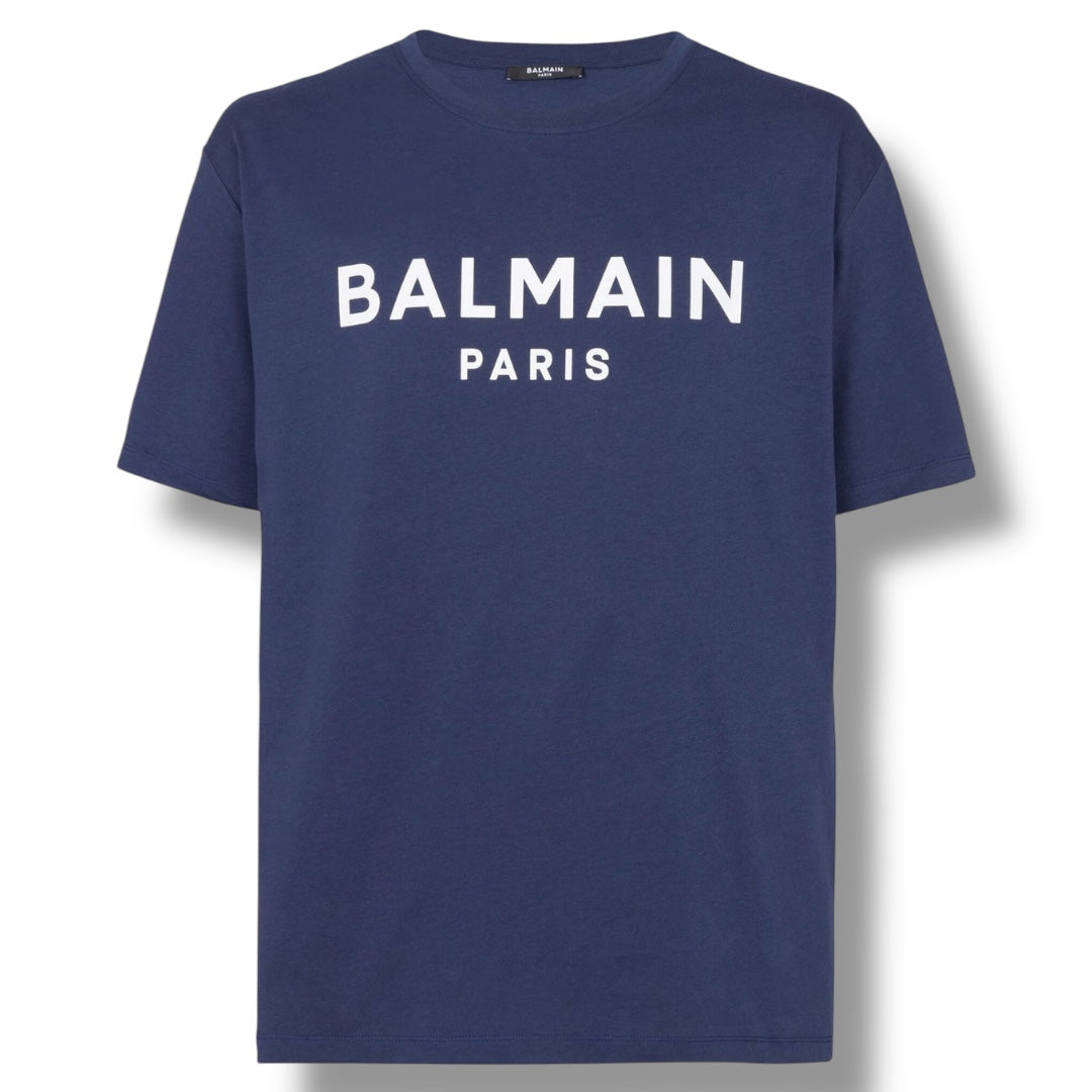 BALMAIN PARIS LOGO T-SHIRT BLUE
