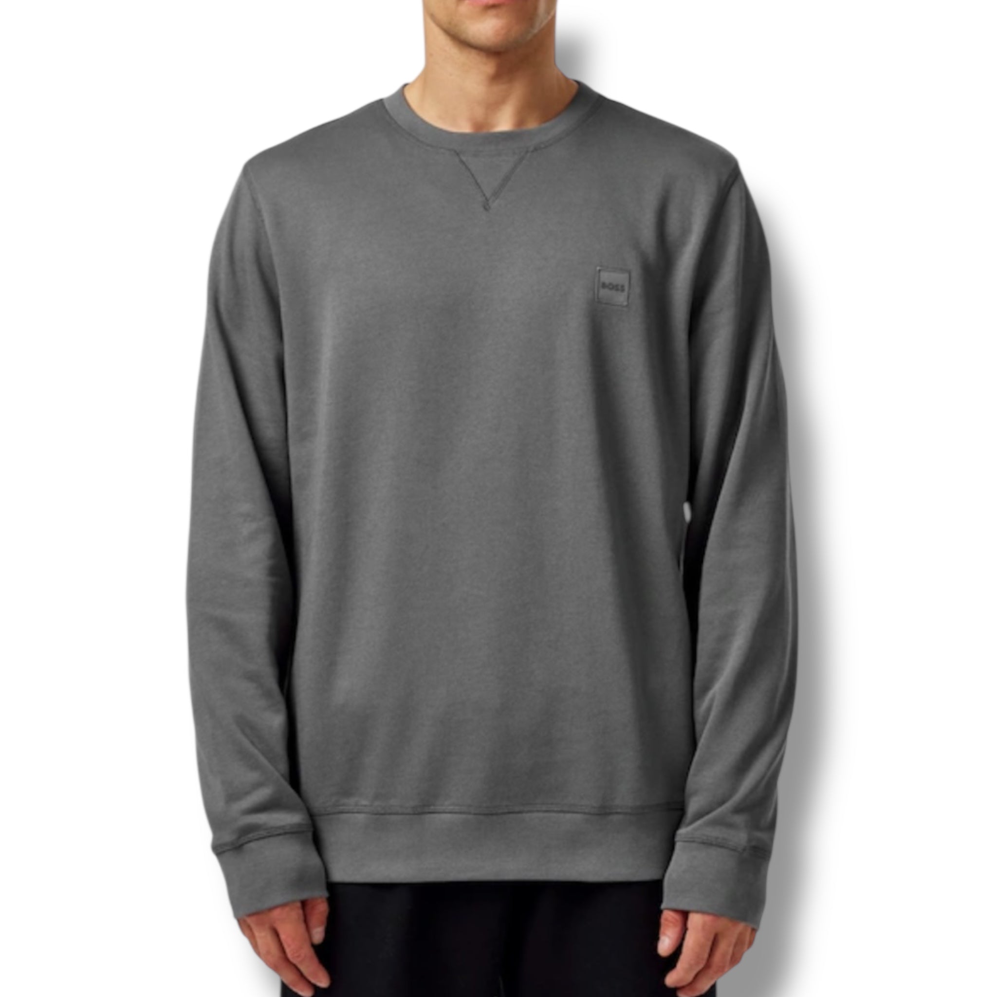 HUGO BOSS PATCH LOGO SWEATSHIRT CHARCOAL GREY