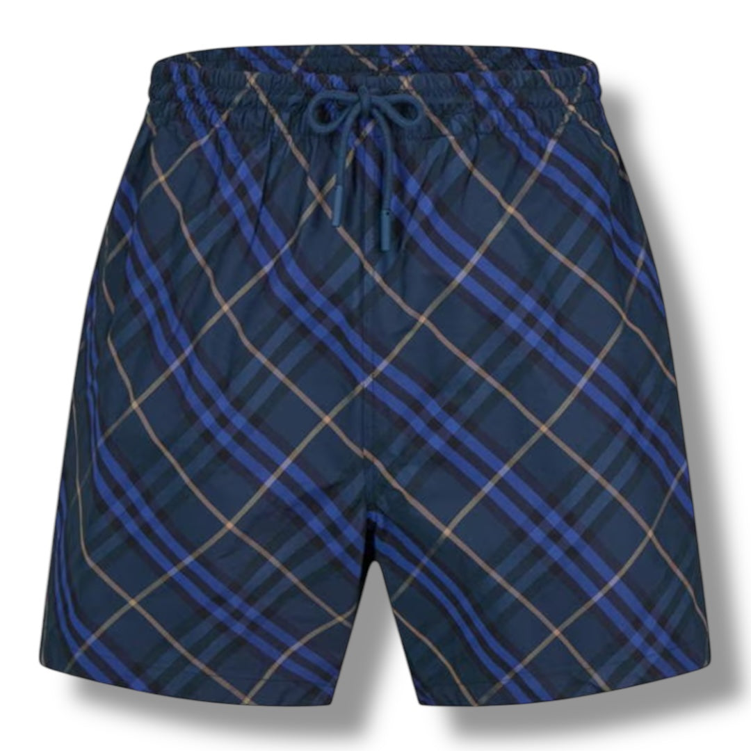 BURBERRY DIAG CHECK SWIM SHORTS NAVY BLUE