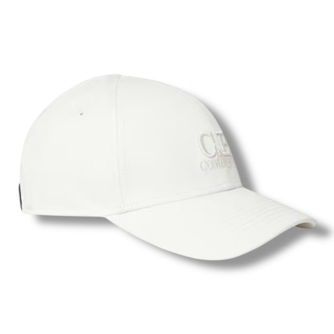 CP COMPANY EMBROIDERED LOGO BASEBALL CAP WHITE