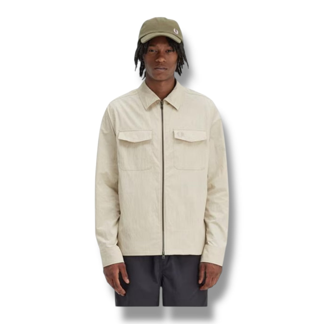 FRED PERRY ZIP OVERSHIRT LIGHT BEIGE