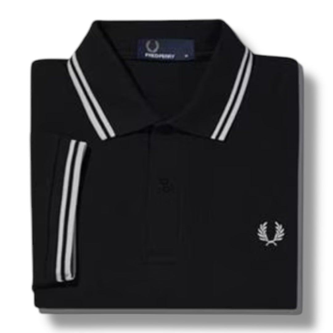 FRED PERRY TWIN TIPPED POLO SHIRT BLACK
