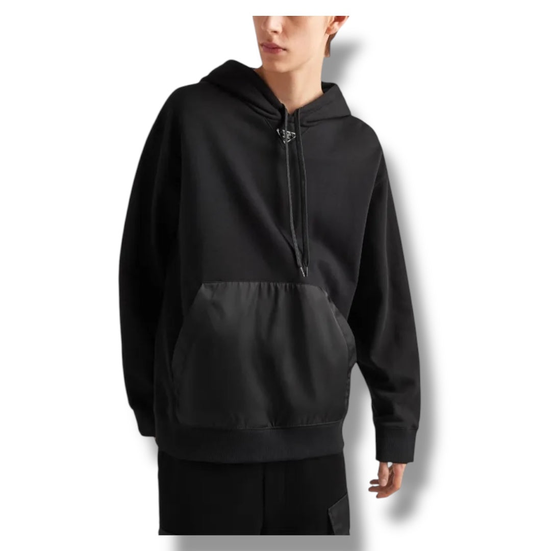 PRADA NYLON POCKET TECH OTTH HOODIE BLACK