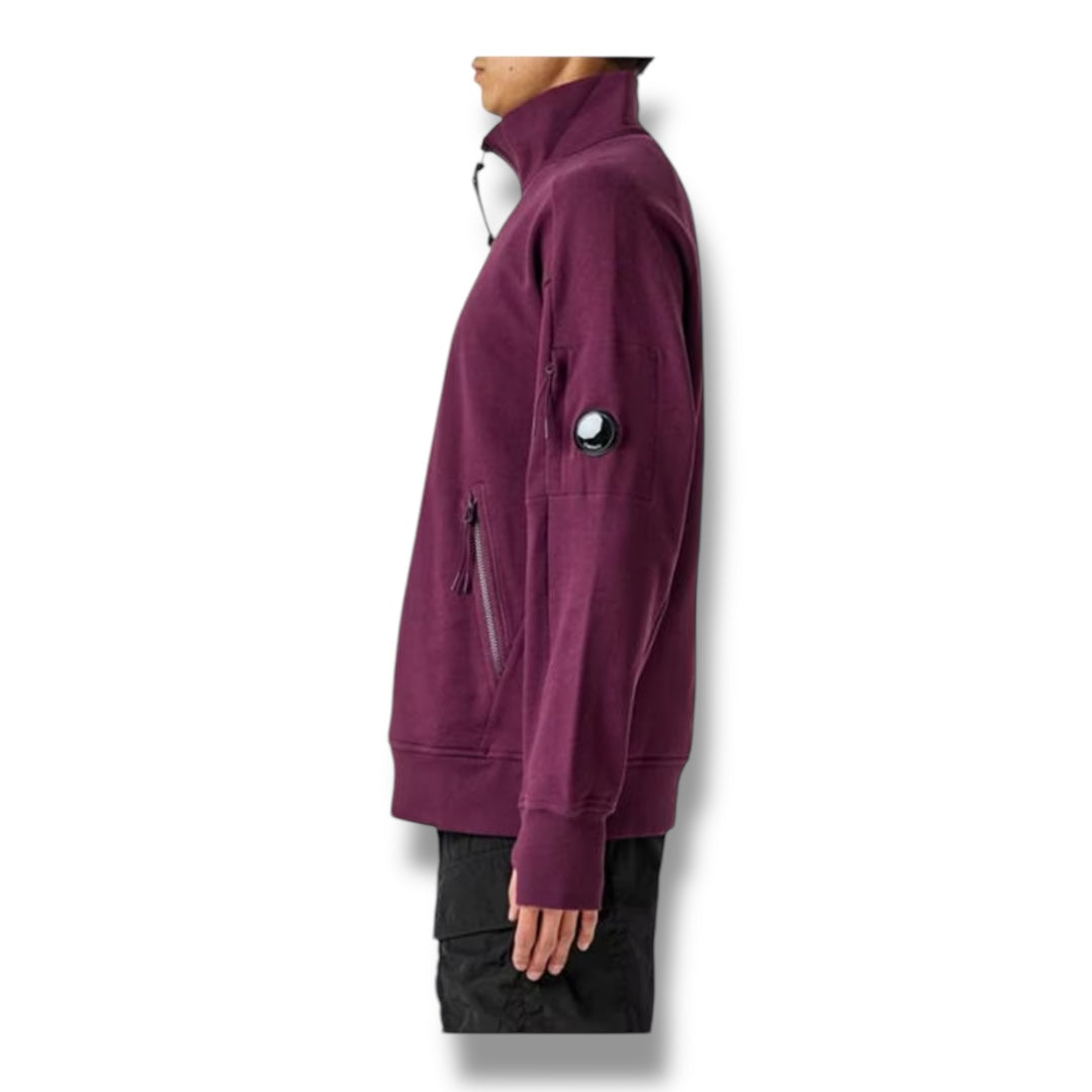 CP COMPANY LENS ARM 1/4 ZIP SWEATSHIRT CLARET PURPLE