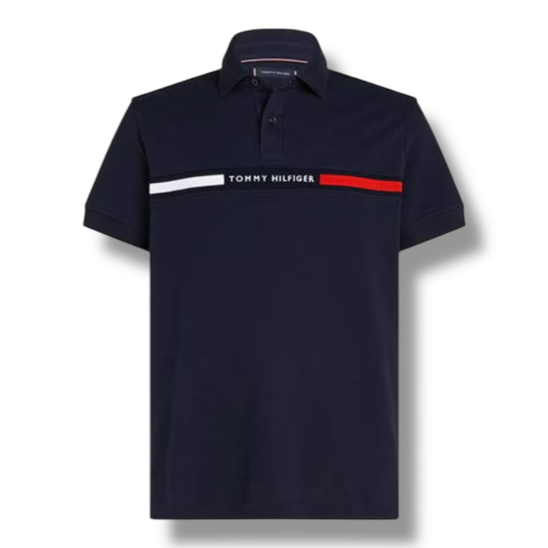 TOMMY HILFIGER CHEST FLAG POLO SHIRT NAVY BLUE