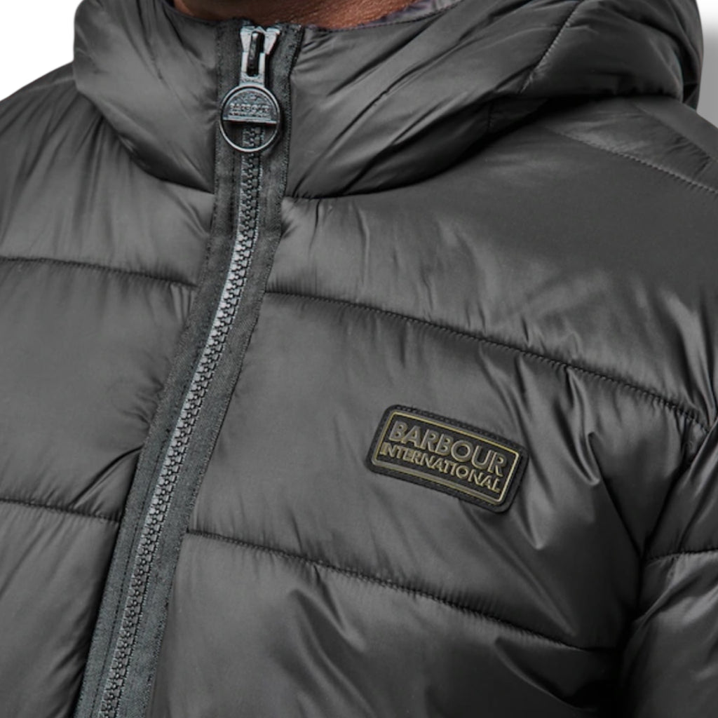 BARBOUR INTERNATIONAL HOODED PUFFER JACKET BLACK