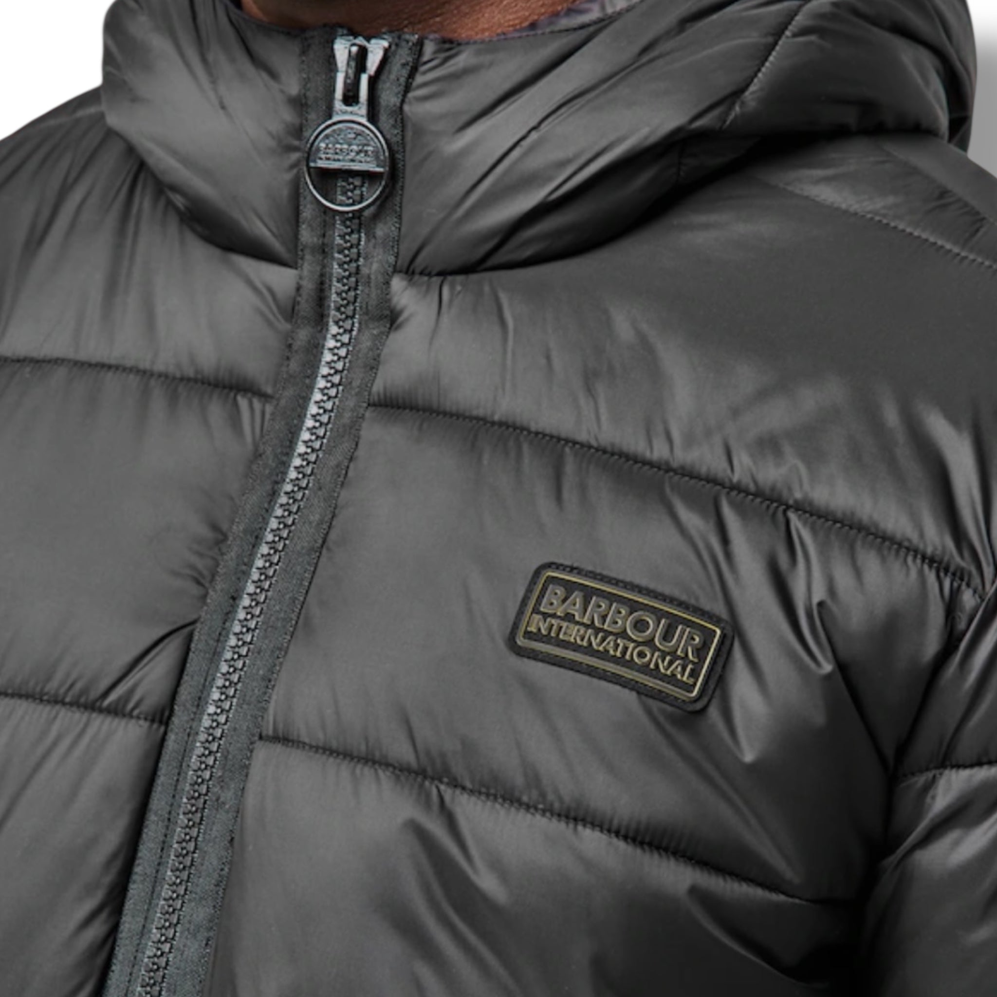 BARBOUR INTERNATIONAL HOODED PUFFER JACKET BLACK
