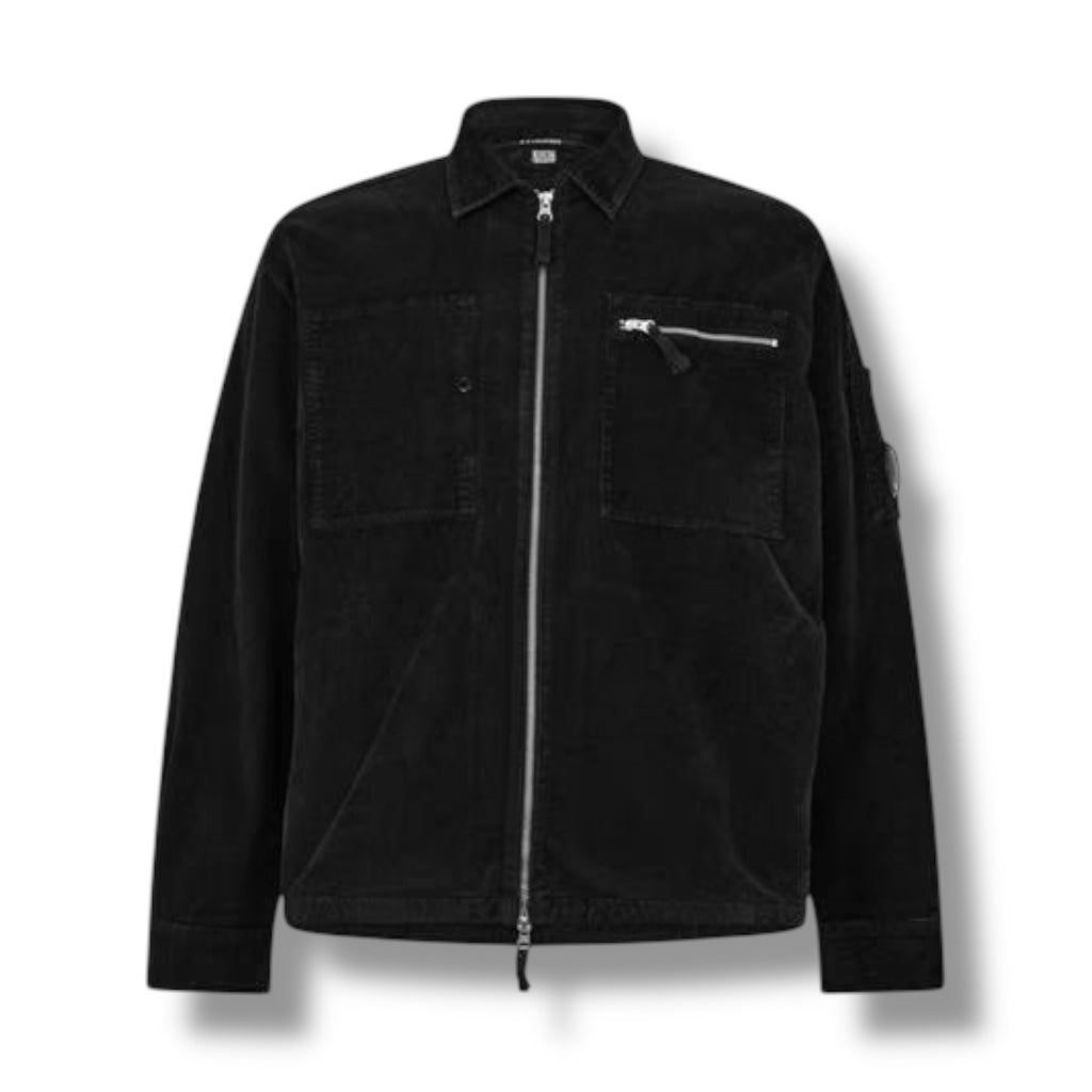 CP COMPANY LENS CORDUROY OVERSHIRT BLACK