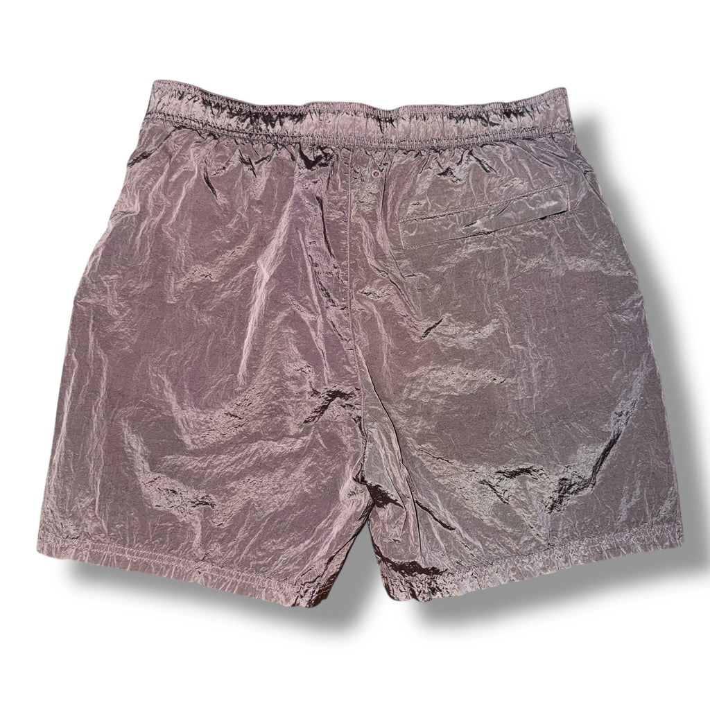 STONE ISLAND PATCH LOGO SWIM SHORTS NYLON METAL PINK