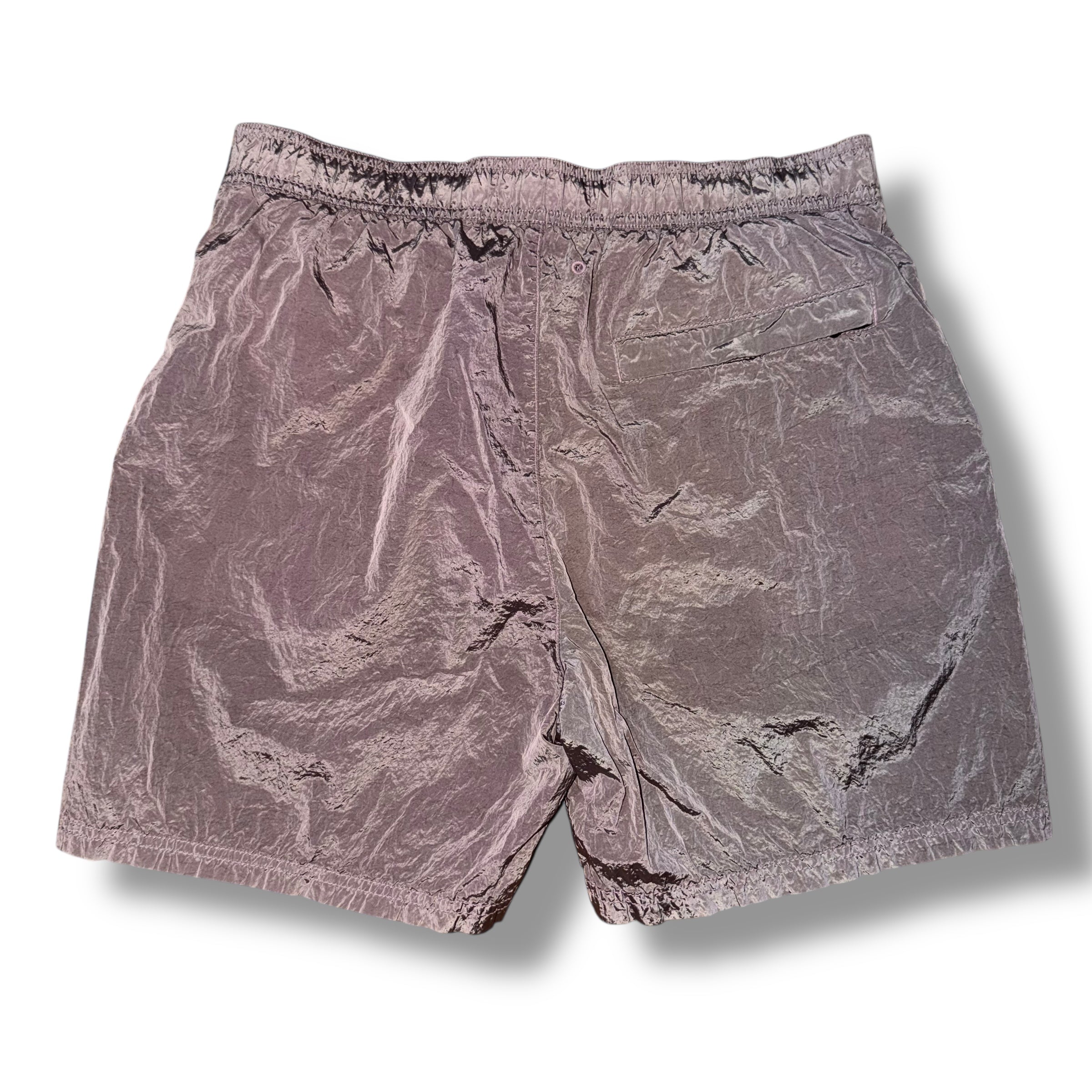 STONE ISLAND PATCH LOGO SWIM SHORTS NYLON METAL PINK