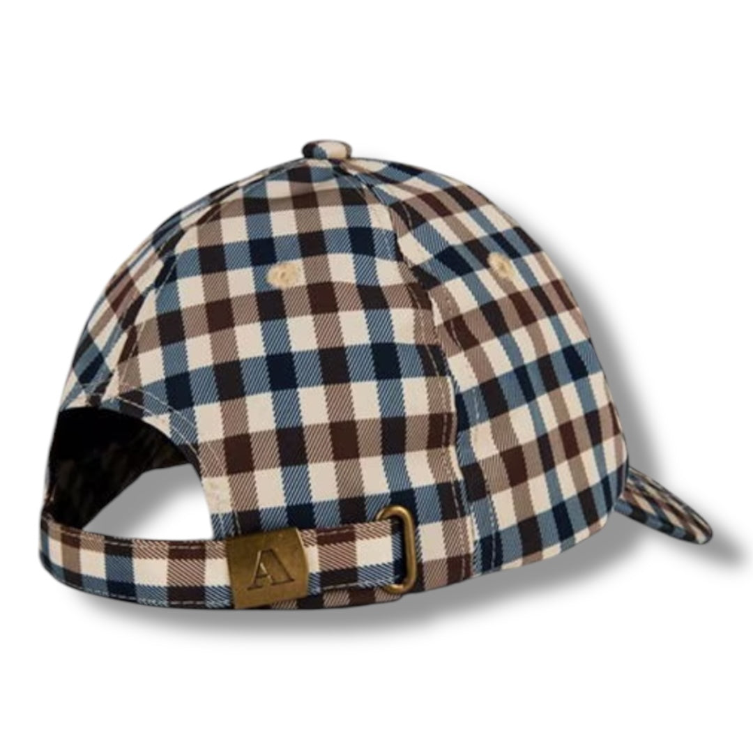 AQUASCUTUM CHECK ALL OVER BASEBALL CAP BROWN