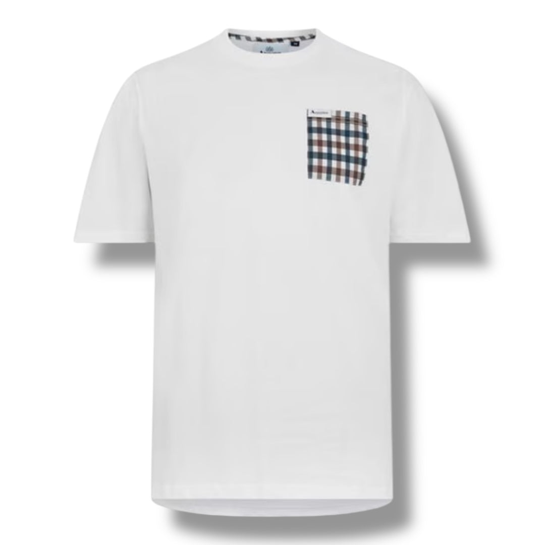 AQUASCUTUM PATCH POCKET T-SHIRT WHITE