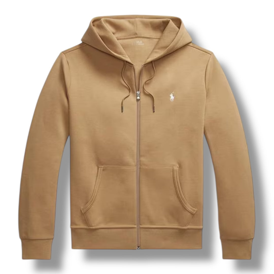 RALPH LAUREN ZIP UP TECH HOODIE BRONZE BROWN
