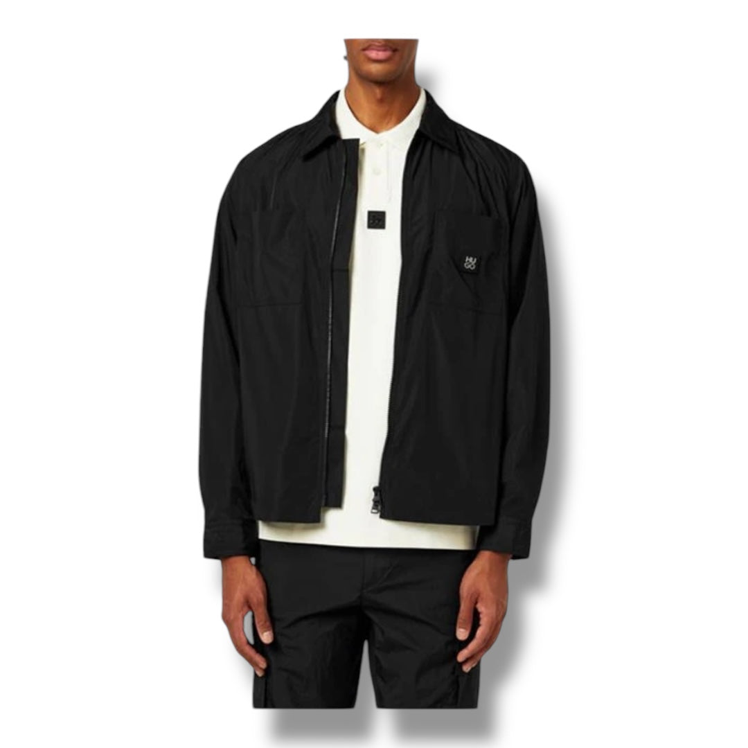 HUGO STACKED LOGO OVERSHIRT BLACK