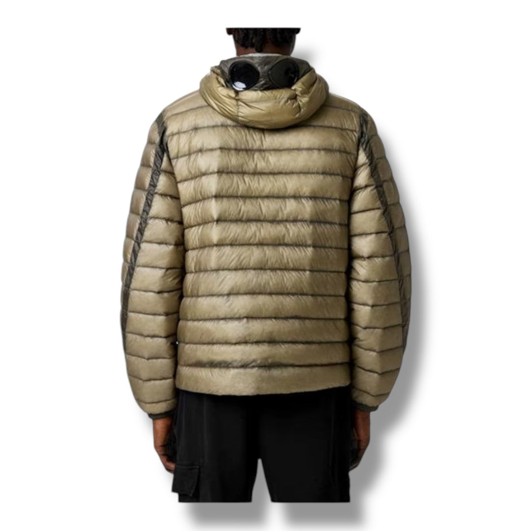 CP COMPANY DD SHELL GOGGLE DOWN PUFFER JACKET KHAKI GREEN