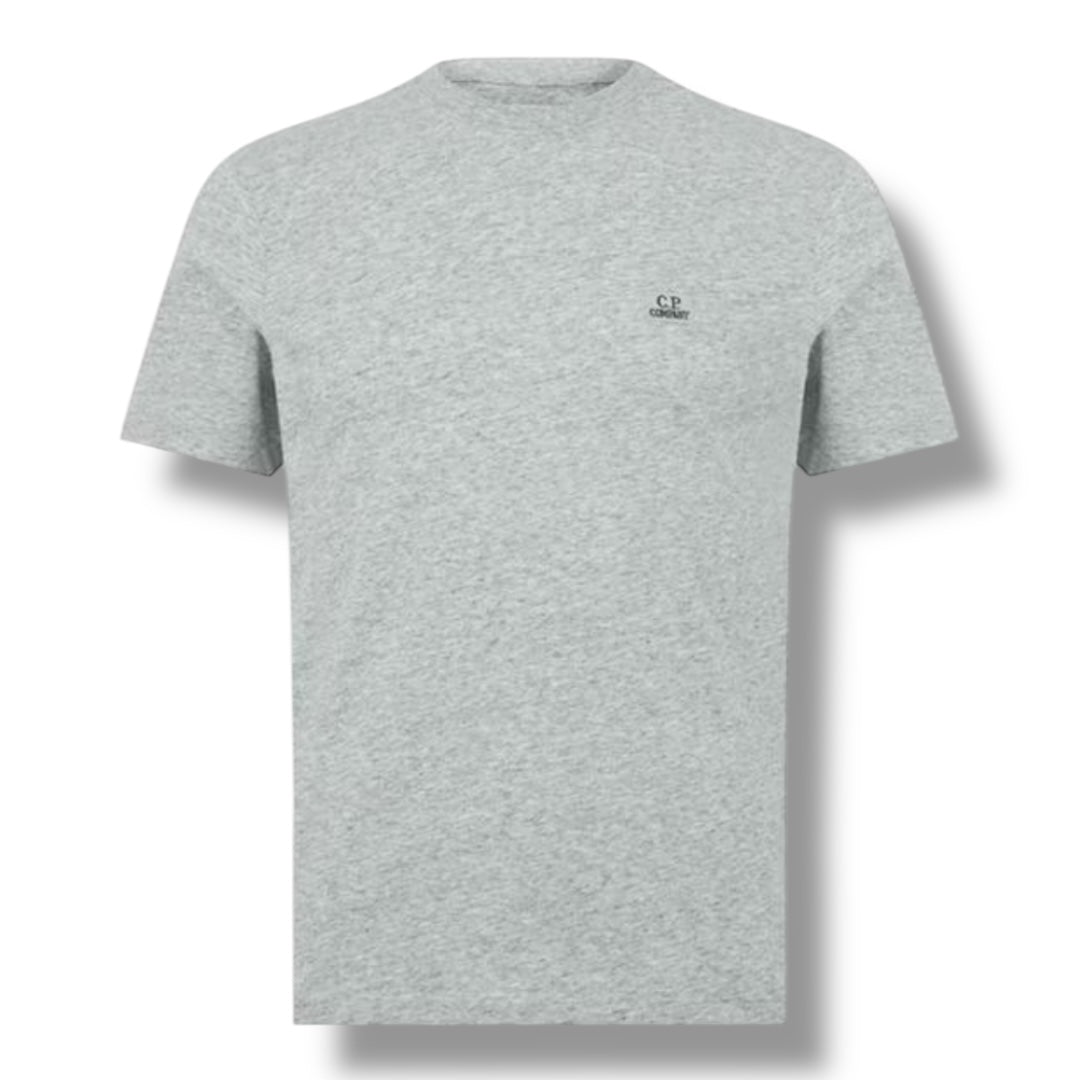 CP COMPANY EMBROIDERED LOGO T-SHIRT LIGHT GREY