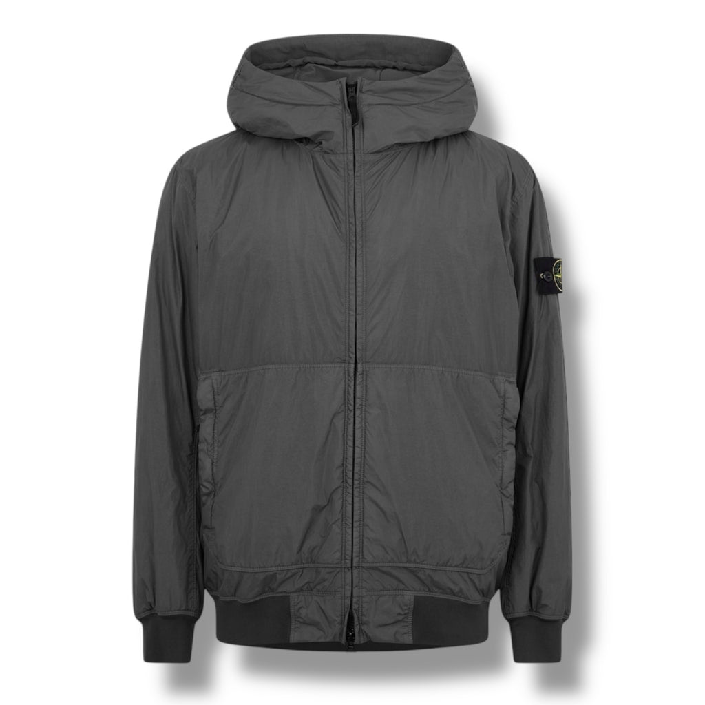 STONE ISLAND HOODED CRINKLE REPS JACKET CHARCOAL GREY