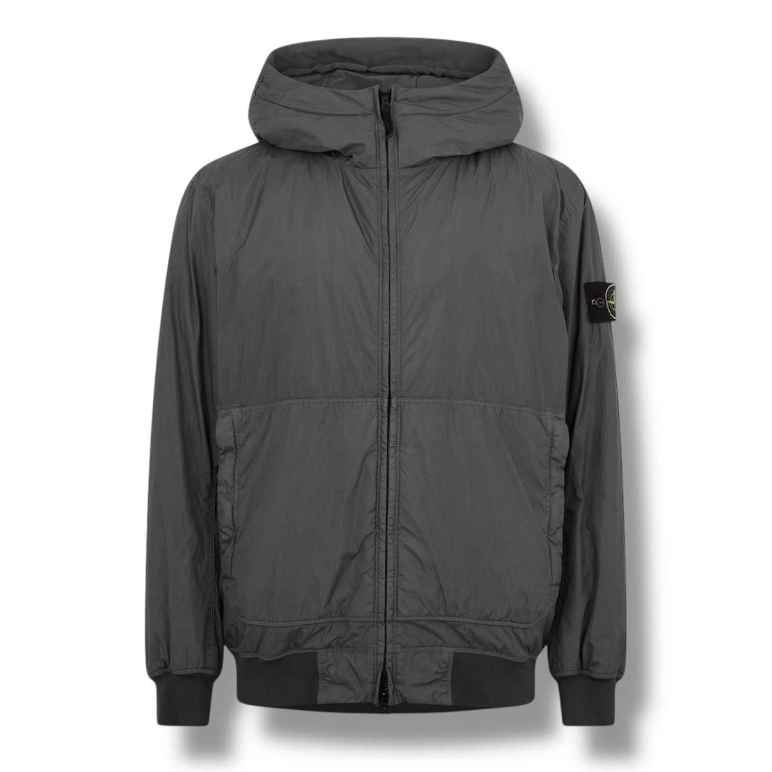 STONE ISLAND HOODED CRINKLE REPS JACKET CHARCOAL GREY