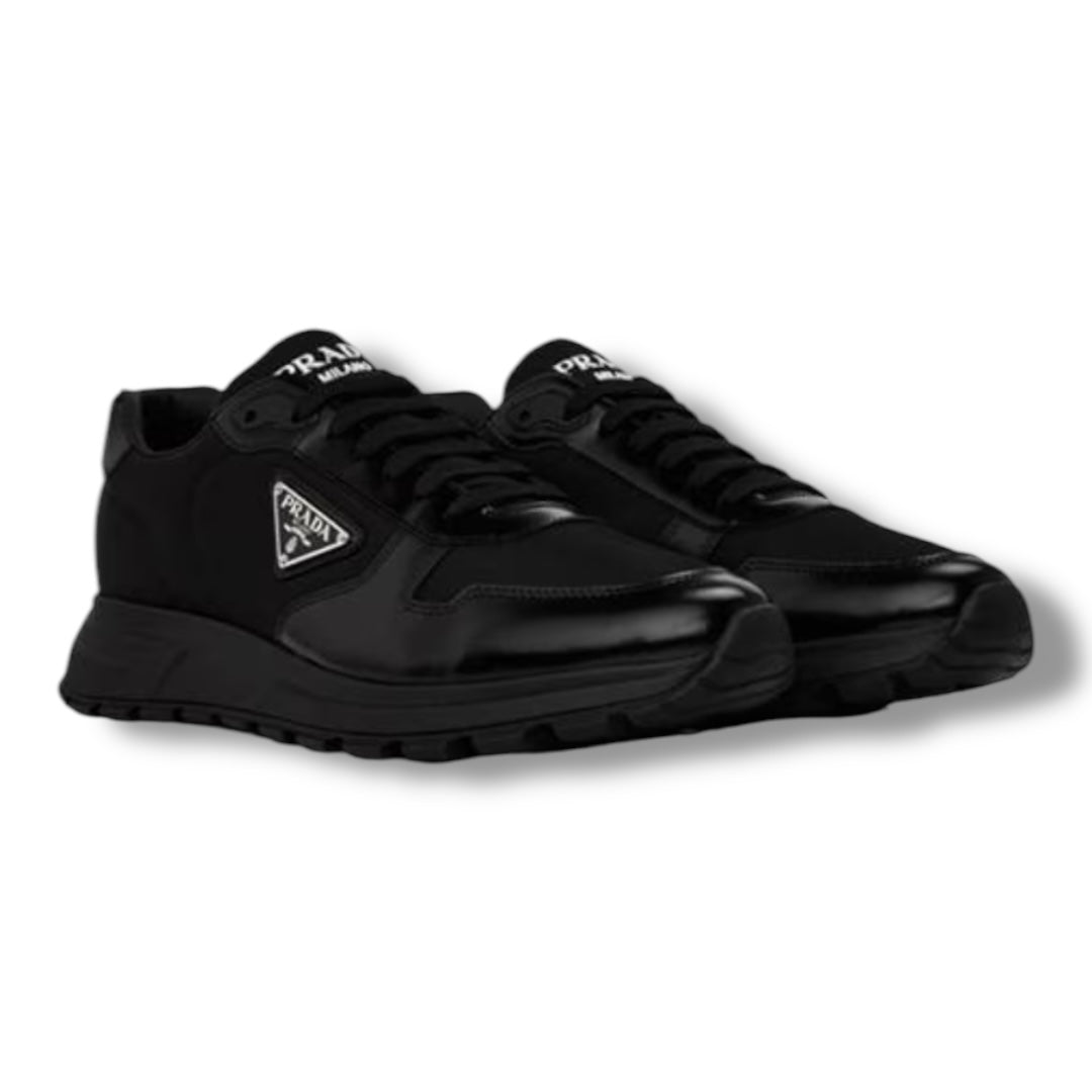 PRADA RE-NYLON TRIANGLE LOGO TRAINERS BLACK