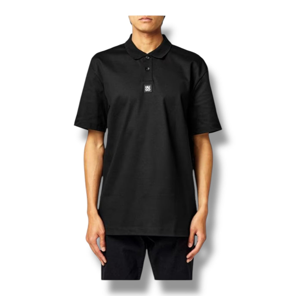 HUGO BLACK PATCH POLO SHIRT BLACK