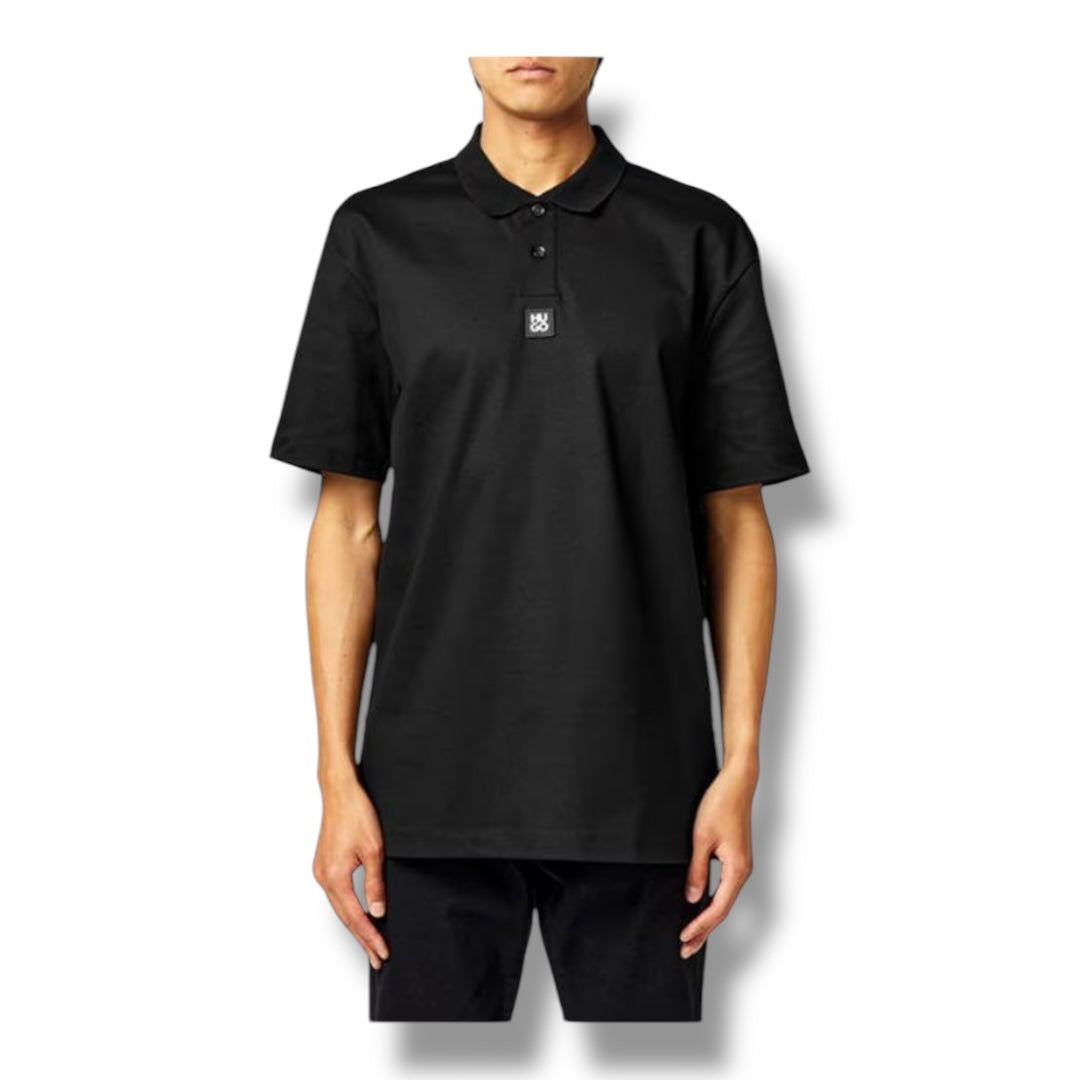 HUGO BLACK PATCH POLO SHIRT BLACK