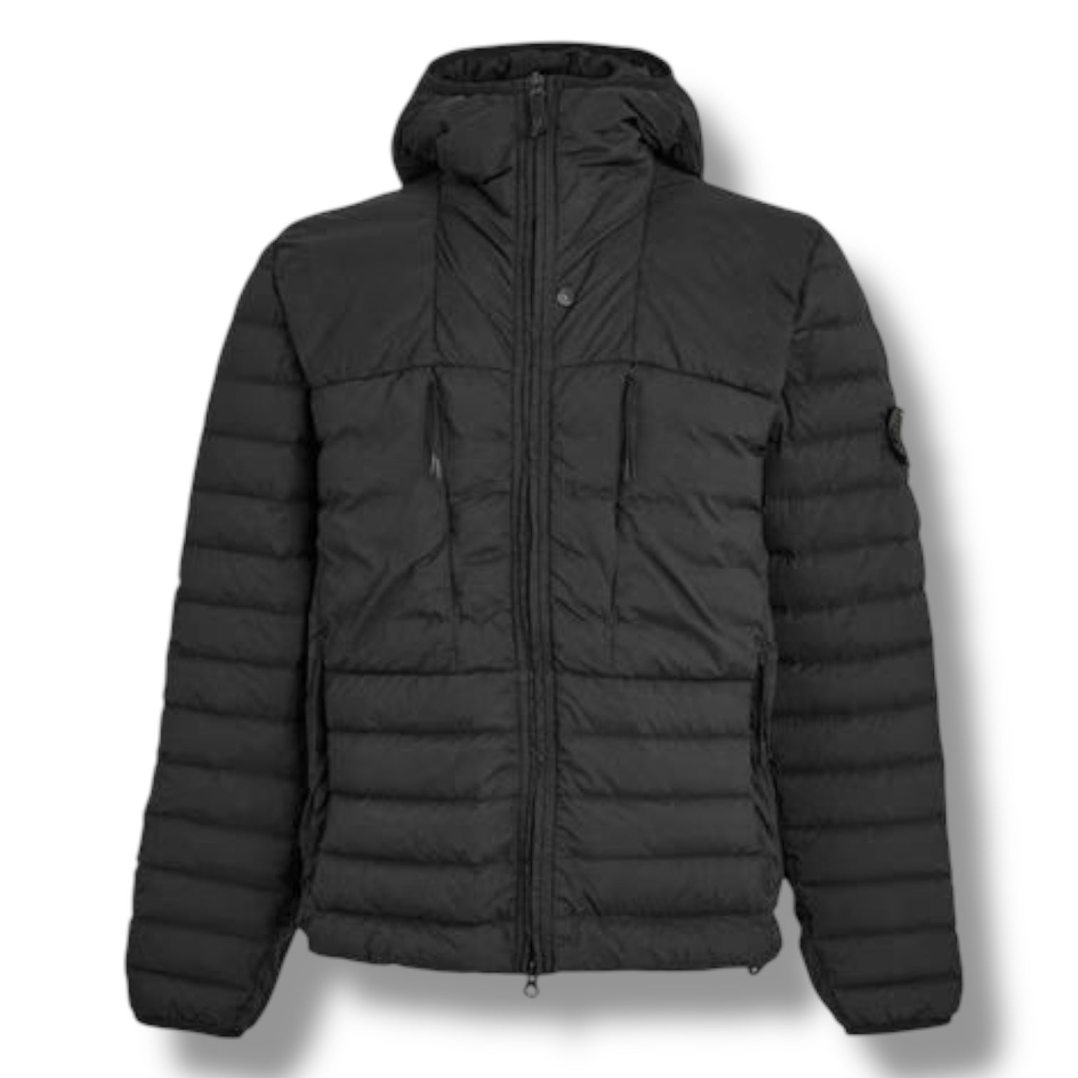 STONE ISLAND DOWN HOODED PUFFER JACKET BLACK