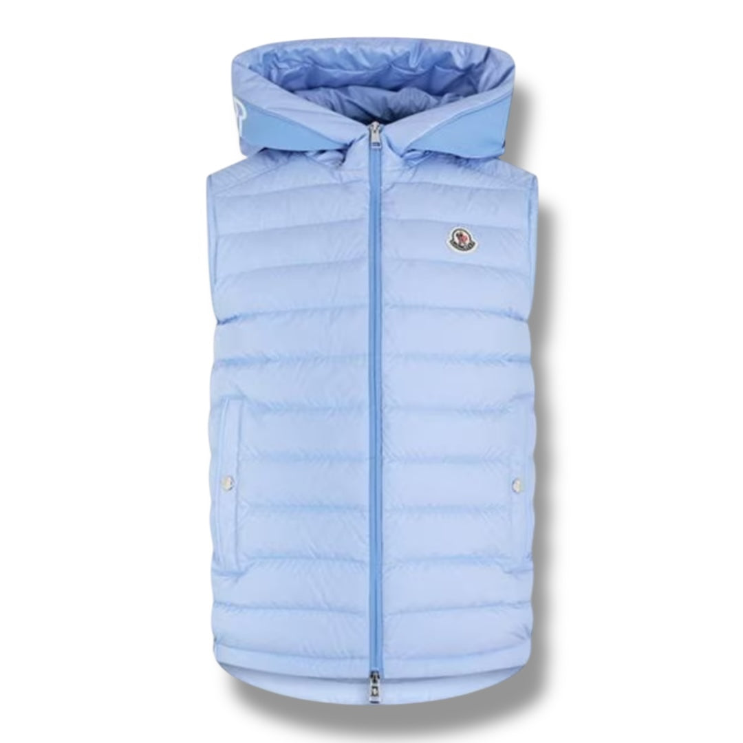 MONCLER BOURGET HOODED GILET SKY BLUE