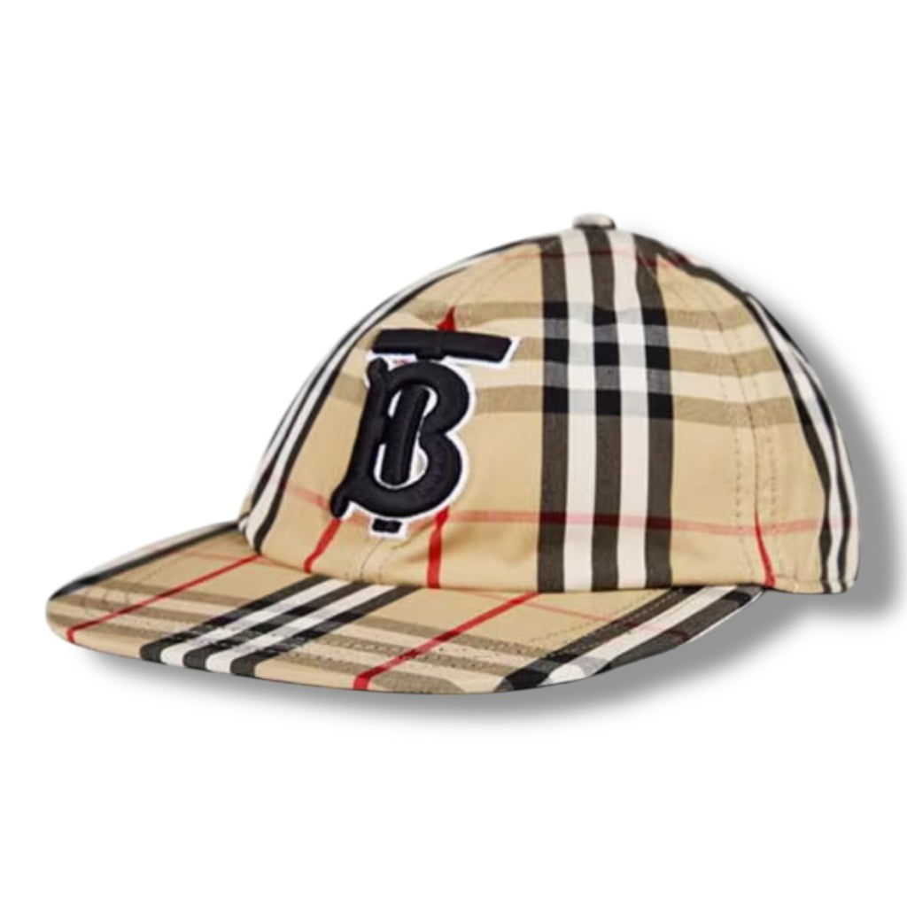 BURBERRY TB BASEBALL CAP CHECK BEIGE